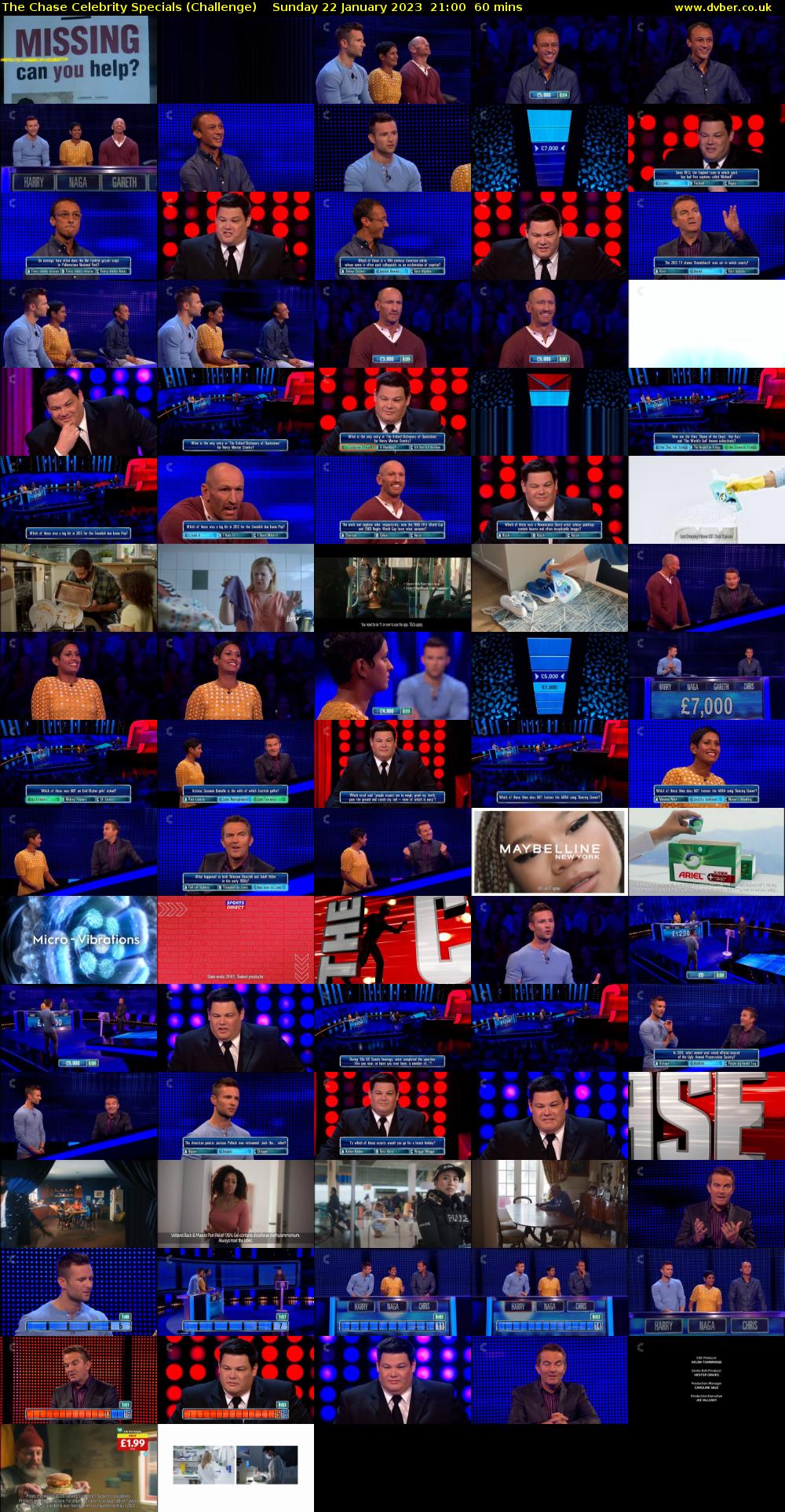 The Chase Celebrity Specials (Challenge) Sunday 22 January 2023 21:00 - 22:00
