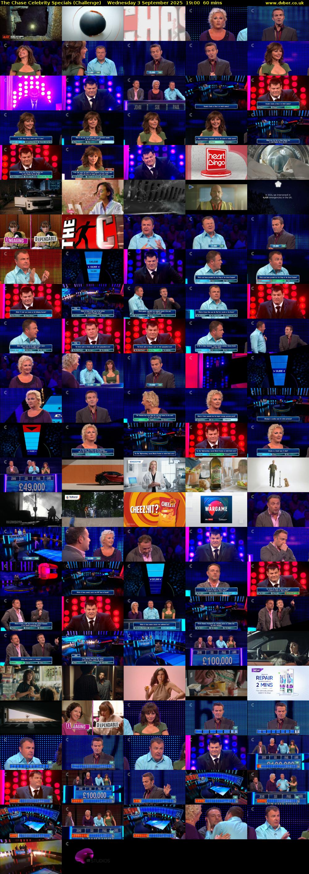 The Chase Celebrity Specials (Challenge) Wednesday 3 September 2025 19:00 - 20:00