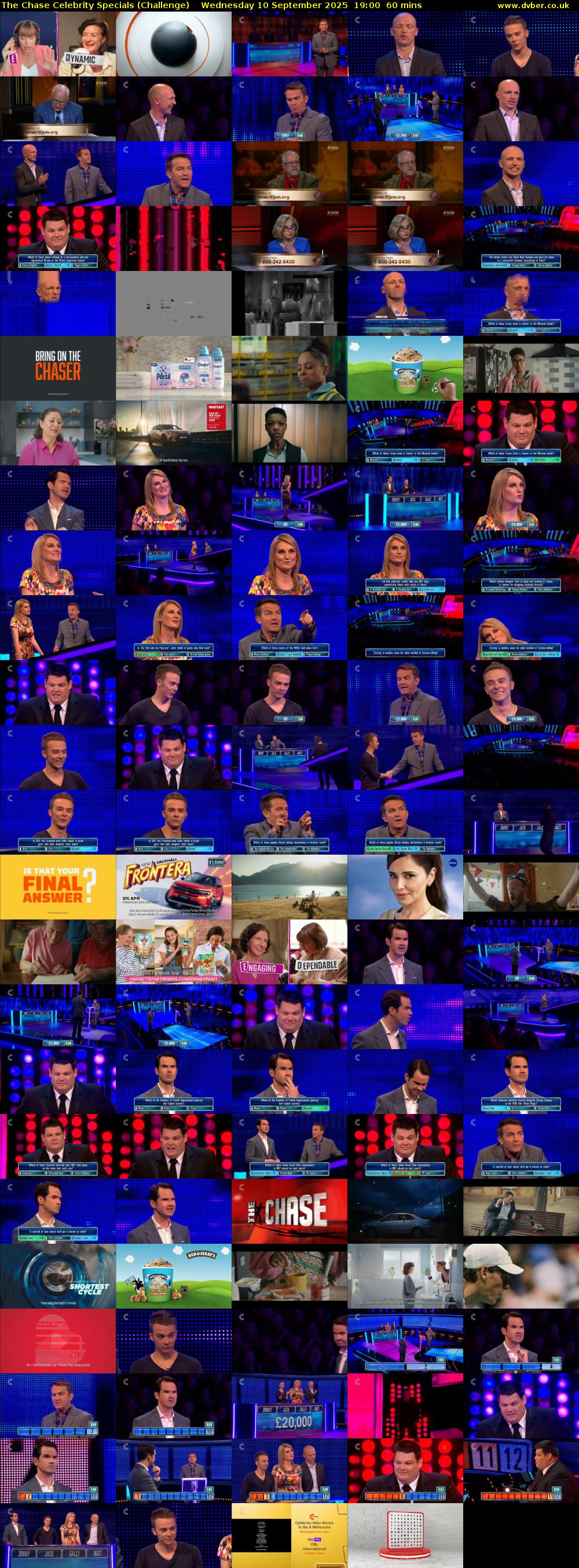 The Chase Celebrity Specials (Challenge) Wednesday 10 September 2025 19:00 - 20:00