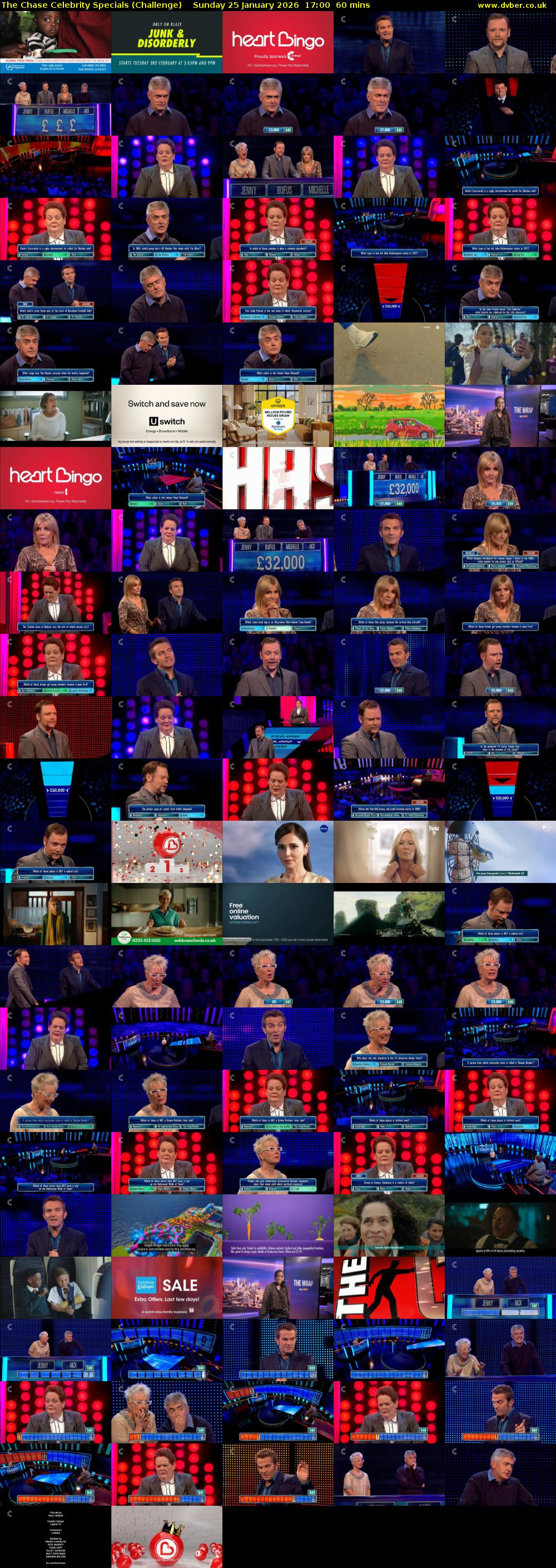 The Chase Celebrity Specials (Challenge) Sunday 25 January 2026 17:00 - 18:00