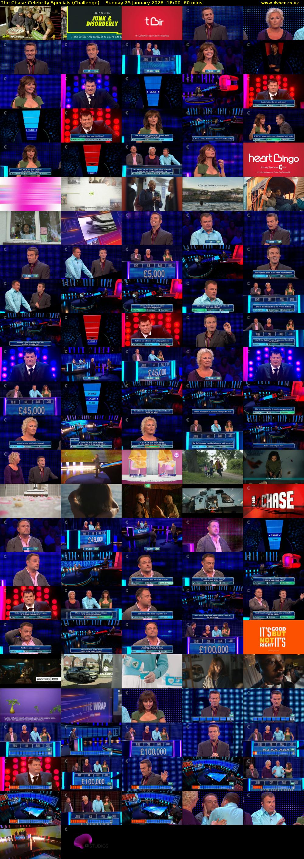 The Chase Celebrity Specials (Challenge) Sunday 25 January 2026 18:00 - 19:00