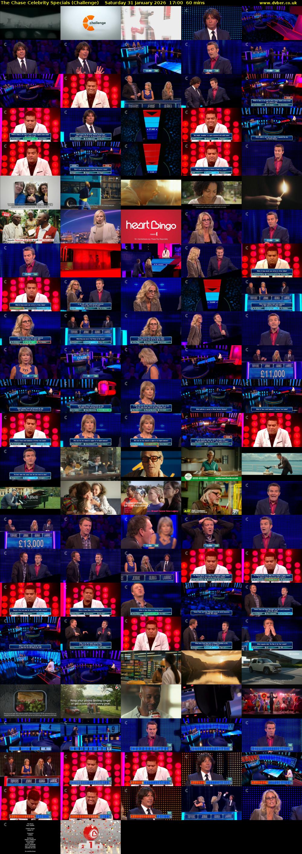 The Chase Celebrity Specials (Challenge) Saturday 31 January 2026 17:00 - 18:00