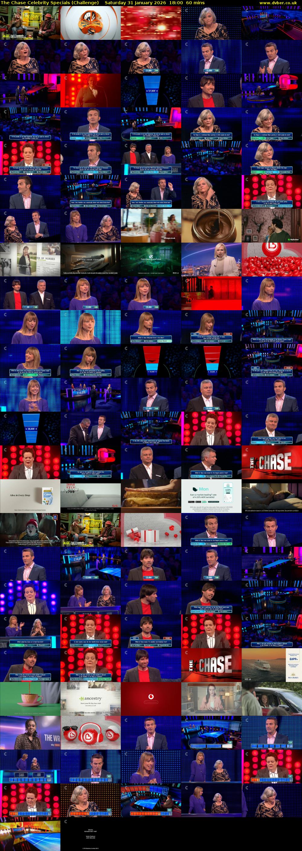 The Chase Celebrity Specials (Challenge) Saturday 31 January 2026 18:00 - 19:00