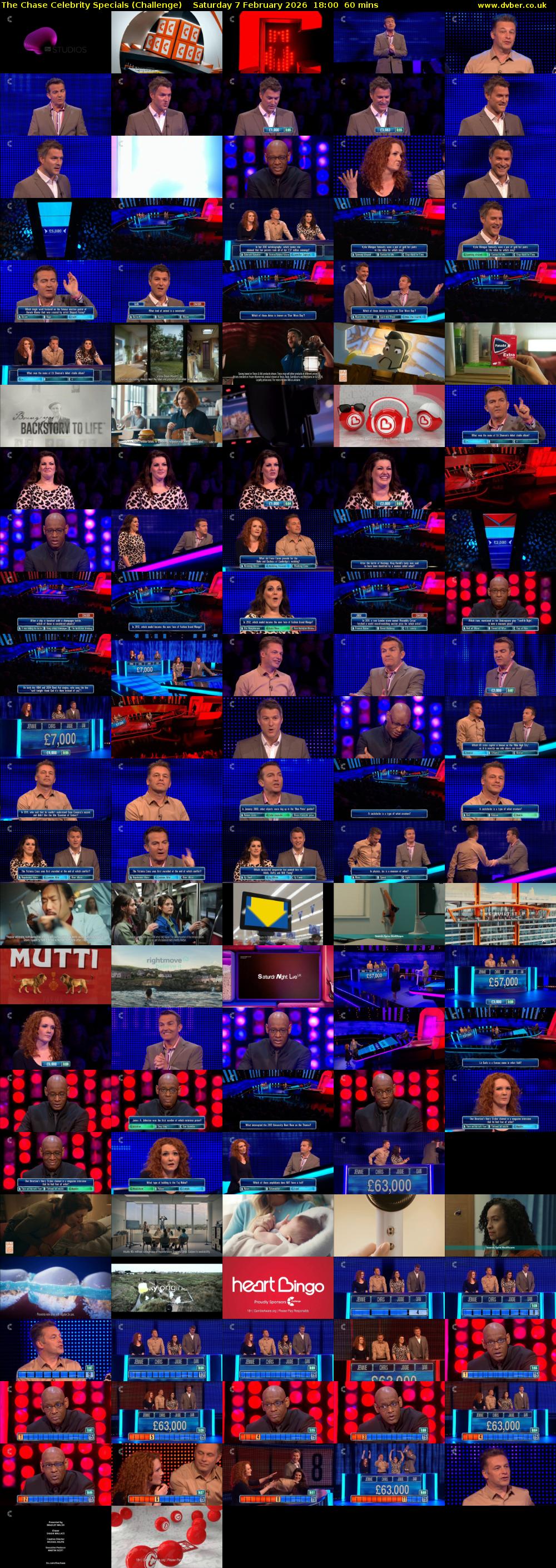 The Chase Celebrity Specials (Challenge) Saturday 7 February 2026 18:00 - 19:00