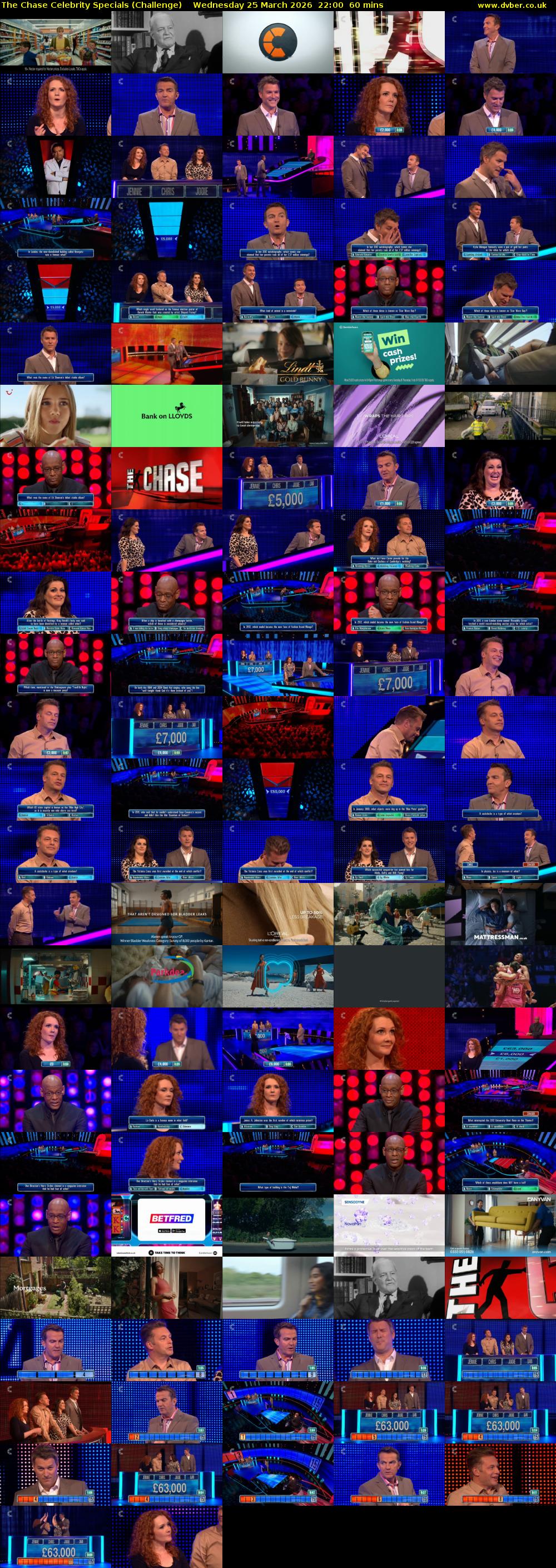 The Chase Celebrity Specials (Challenge) Wednesday 25 March 2026 22:00 - 23:00