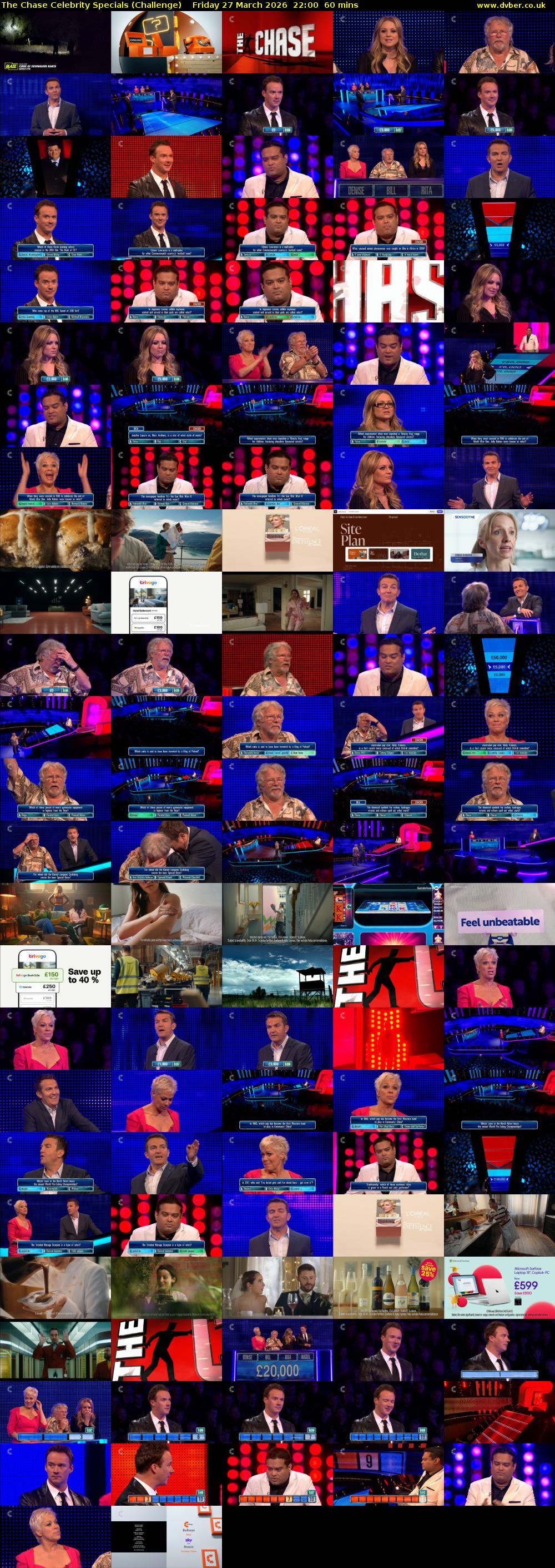 The Chase Celebrity Specials (Challenge) Friday 27 March 2026 22:00 - 23:00