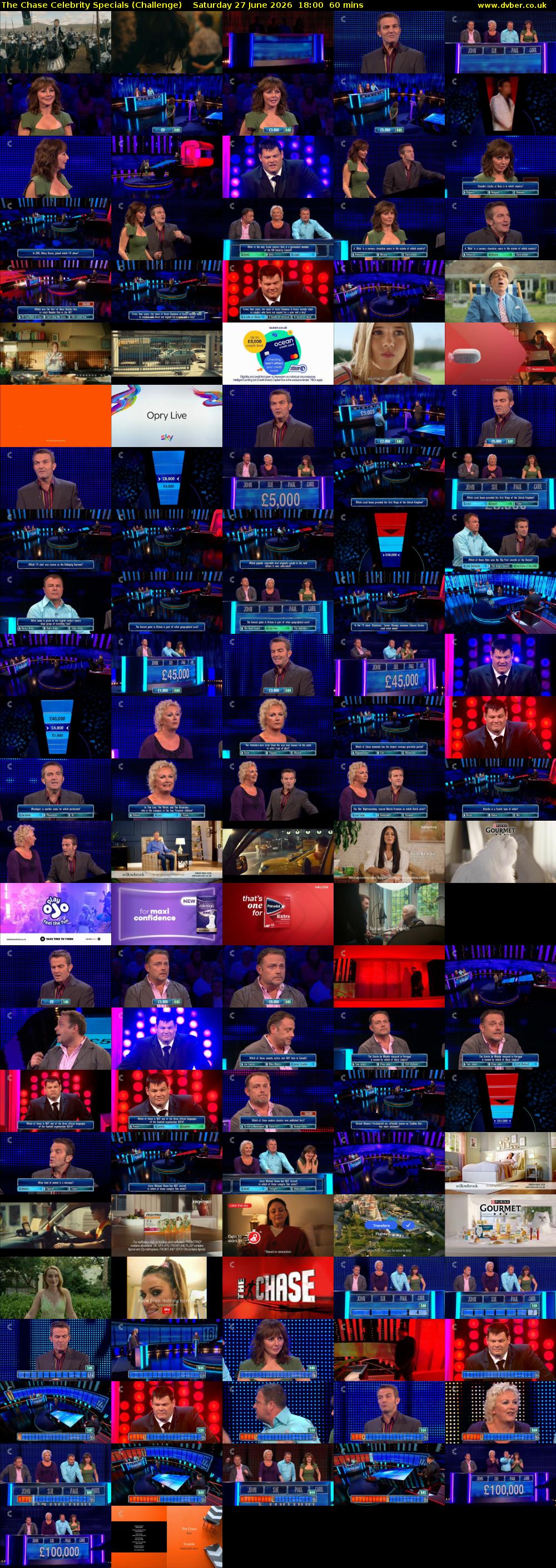 The Chase Celebrity Specials (Challenge) Saturday 27 June 2026 18:00 - 19:00