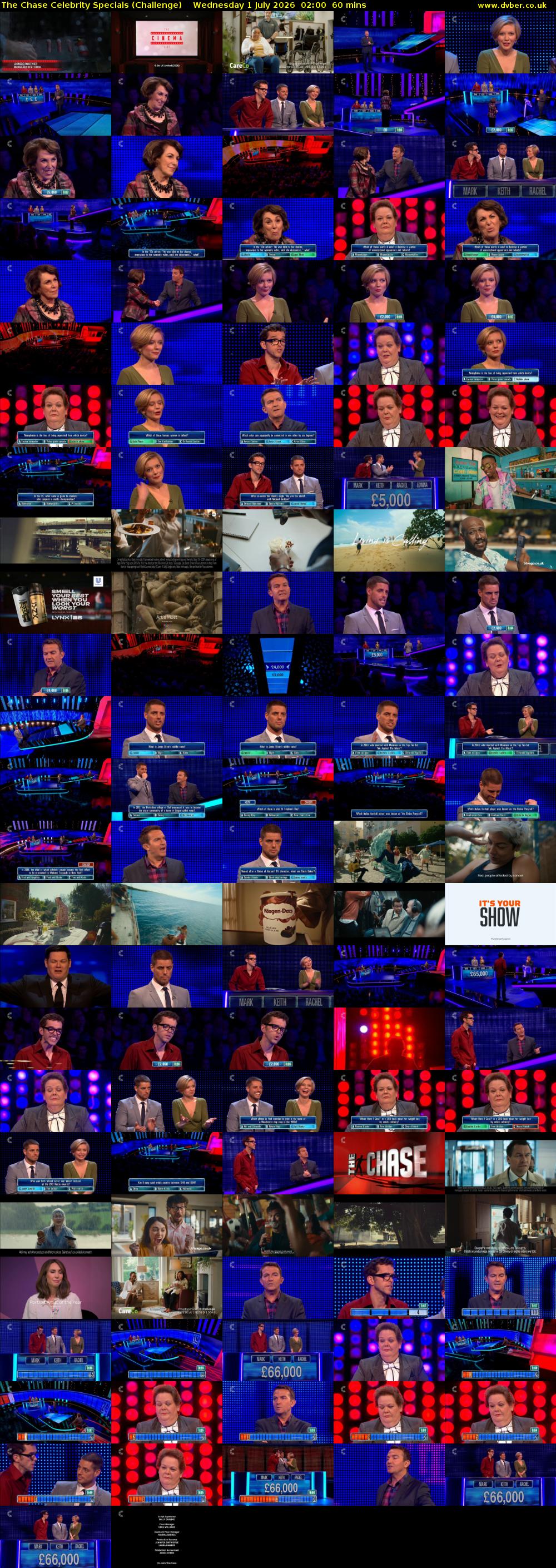 The Chase Celebrity Specials (Challenge) Wednesday 1 July 2026 02:00 - 03:00