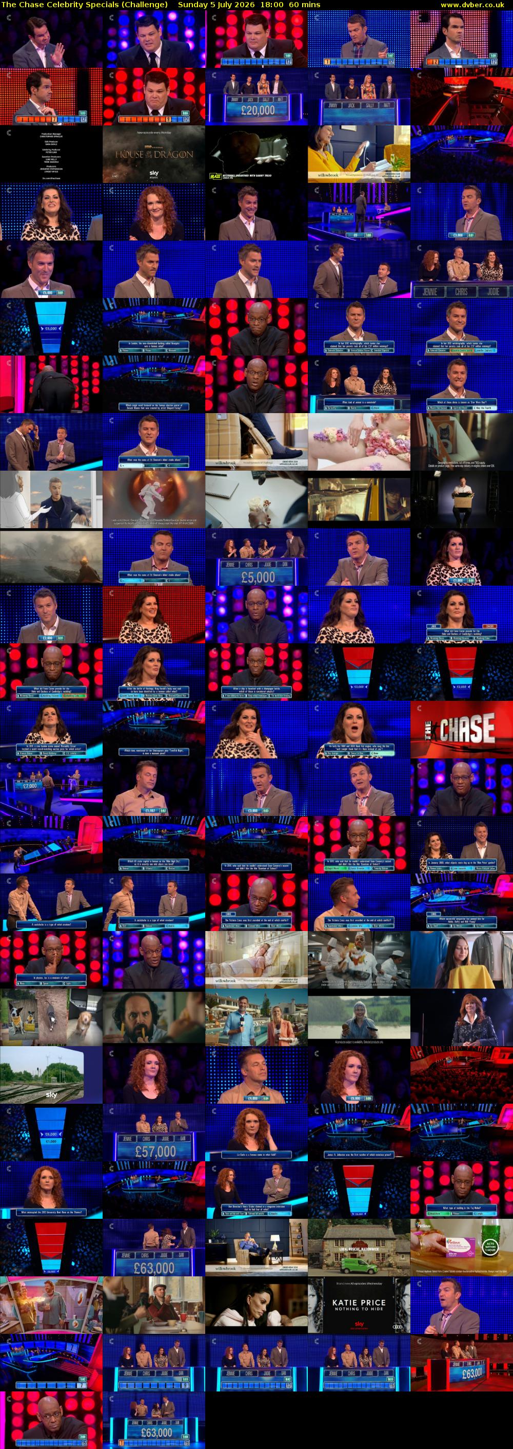 The Chase Celebrity Specials (Challenge) Sunday 5 July 2026 18:00 - 19:00