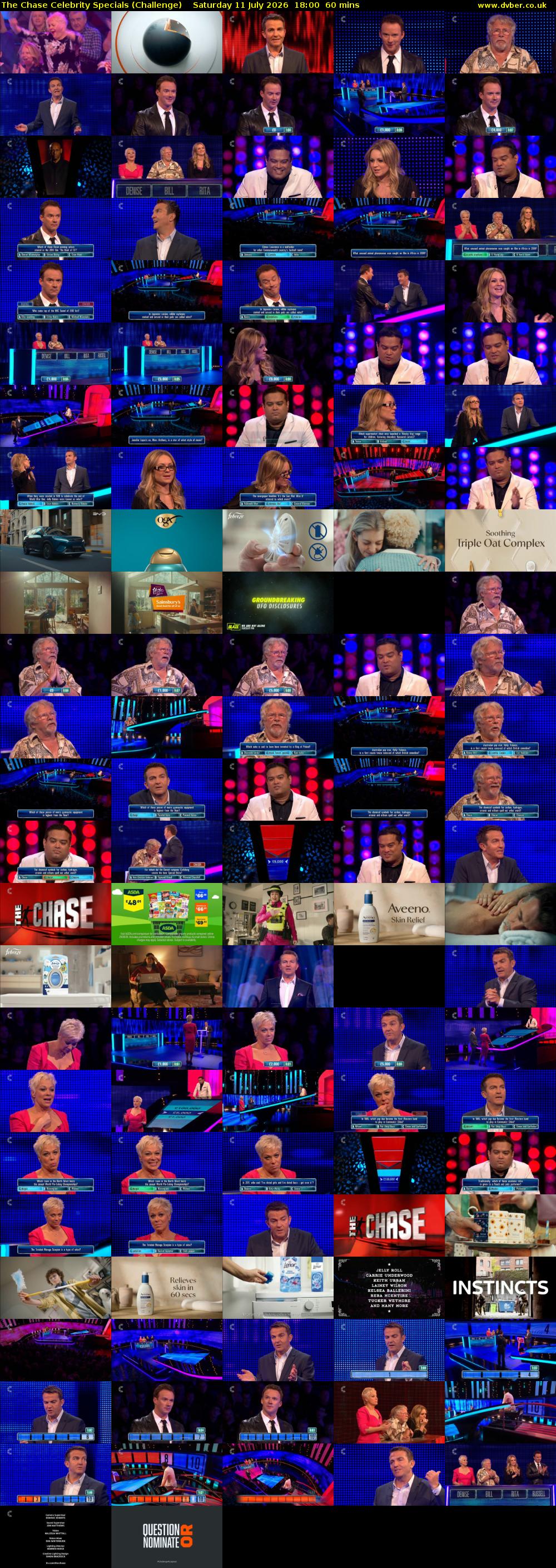 The Chase Celebrity Specials (Challenge) Saturday 11 July 2026 18:00 - 19:00