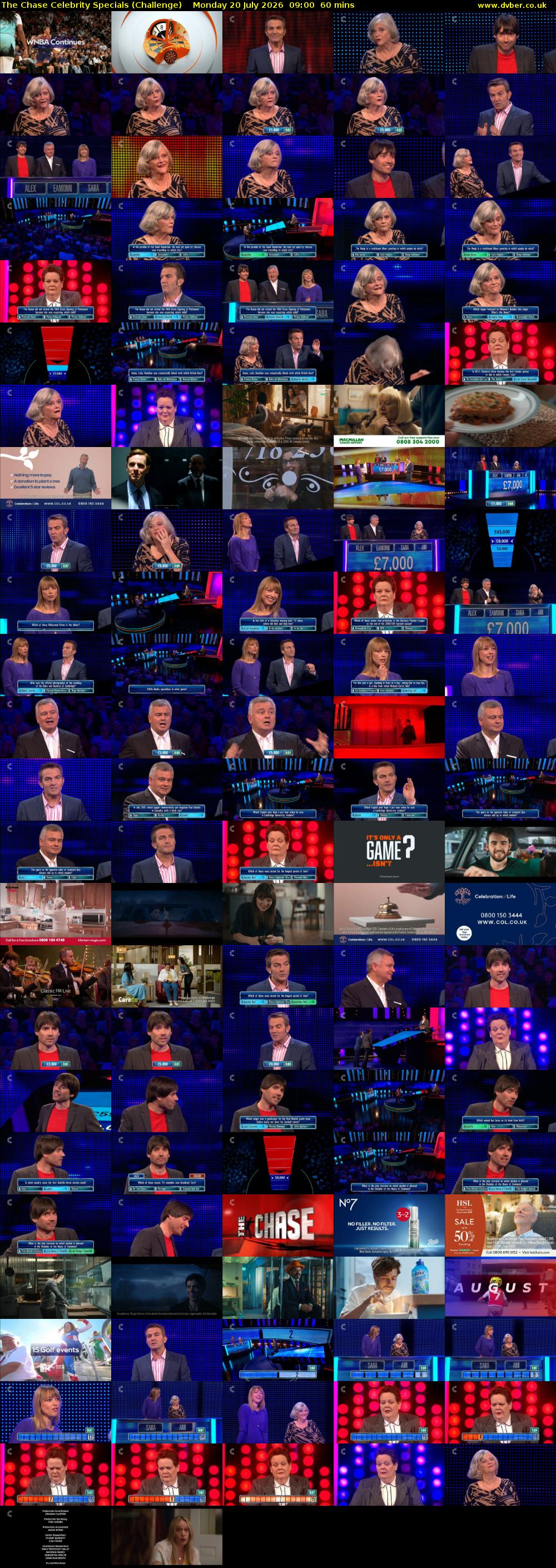 The Chase Celebrity Specials (Challenge) Monday 20 July 2026 09:00 - 10:00