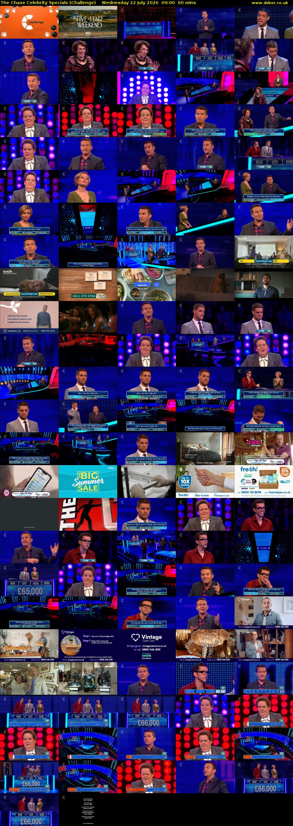 The Chase Celebrity Specials (Challenge) Wednesday 22 July 2026 09:00 - 10:00