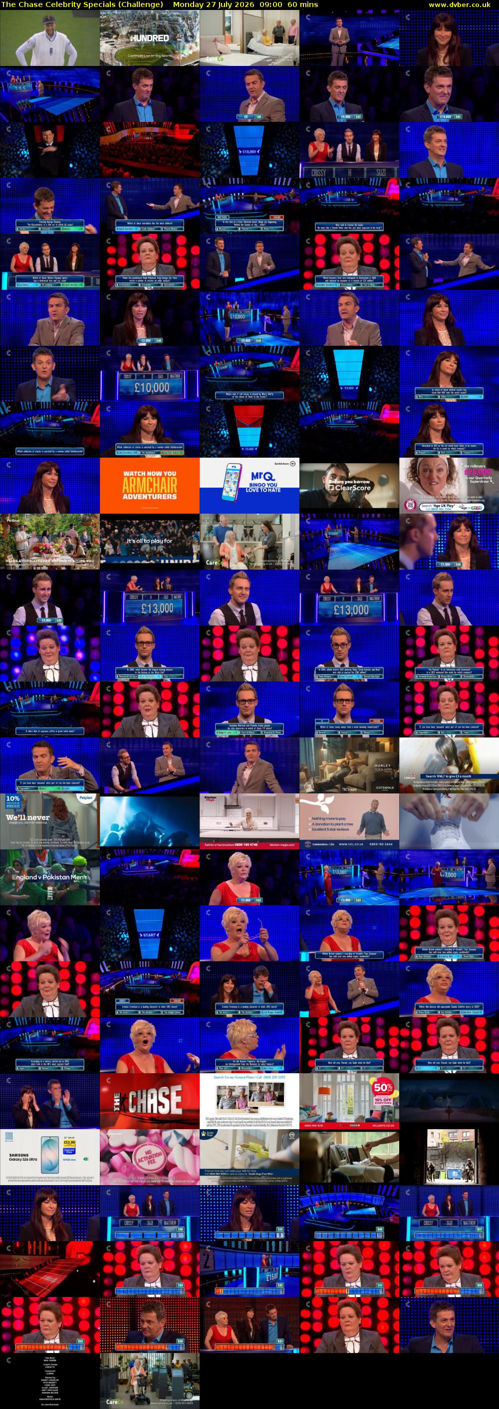 The Chase Celebrity Specials (Challenge) Monday 27 July 2026 09:00 - 10:00