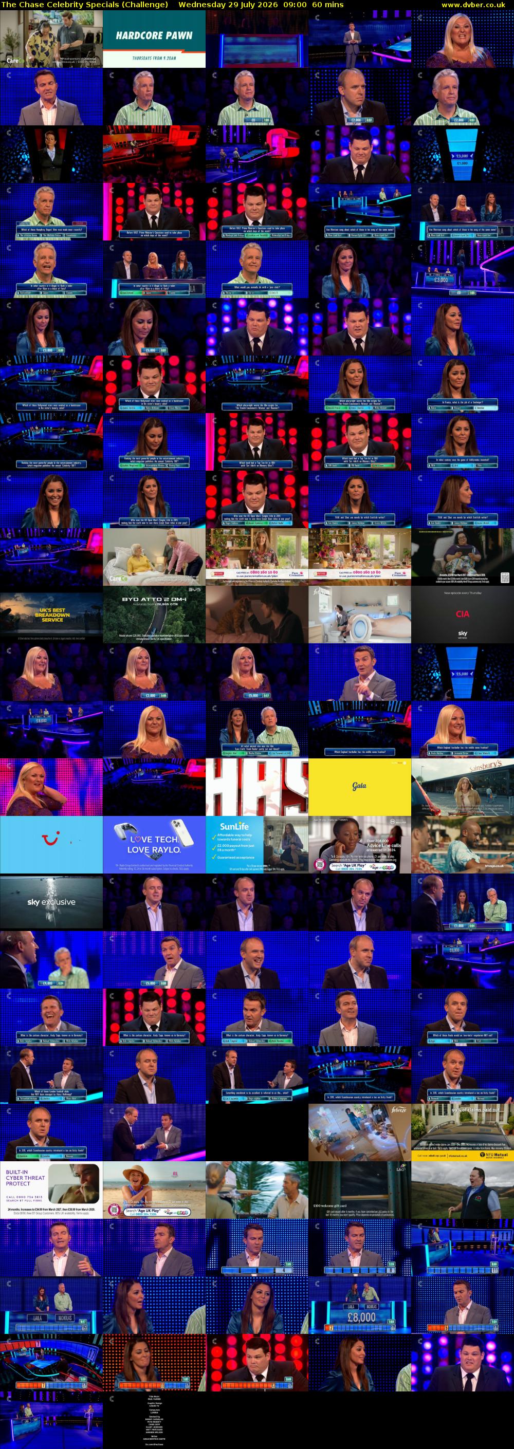The Chase Celebrity Specials (Challenge) Wednesday 29 July 2026 09:00 - 10:00
