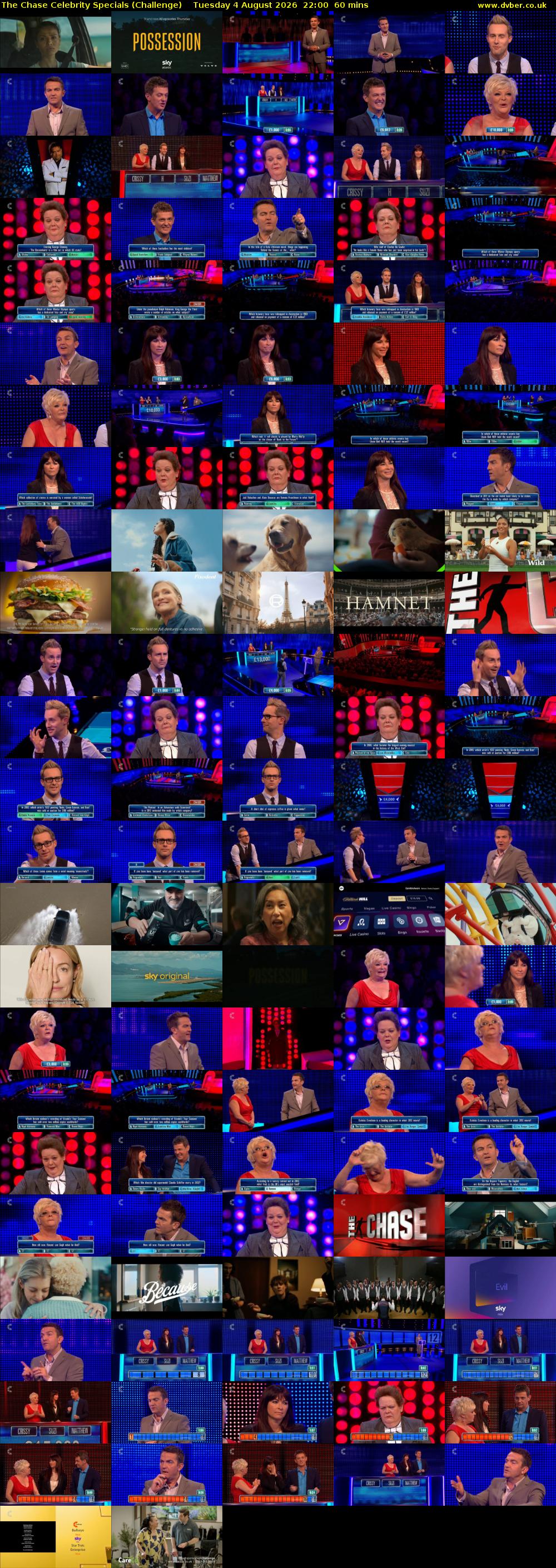 The Chase Celebrity Specials (Challenge) Tuesday 4 August 2026 22:00 - 23:00