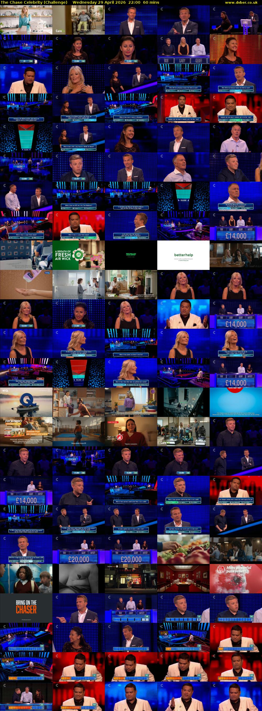 The Chase Celebrity (Challenge) Wednesday 29 April 2026 22:00 - 23:00