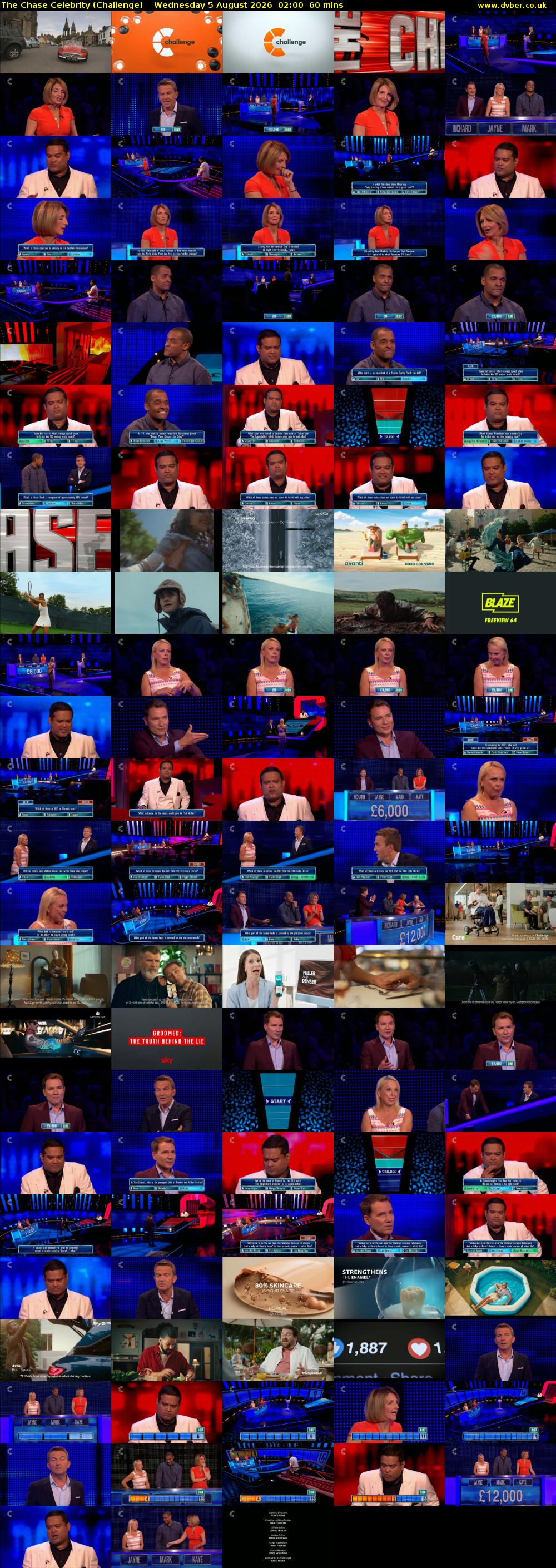 The Chase Celebrity (Challenge) Wednesday 5 August 2026 02:00 - 03:00