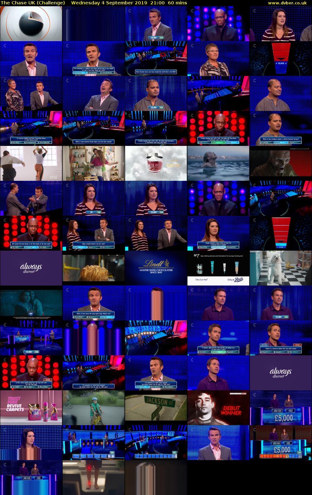 The Chase UK (Challenge) Wednesday 4 September 2019 21:00 - 22:00