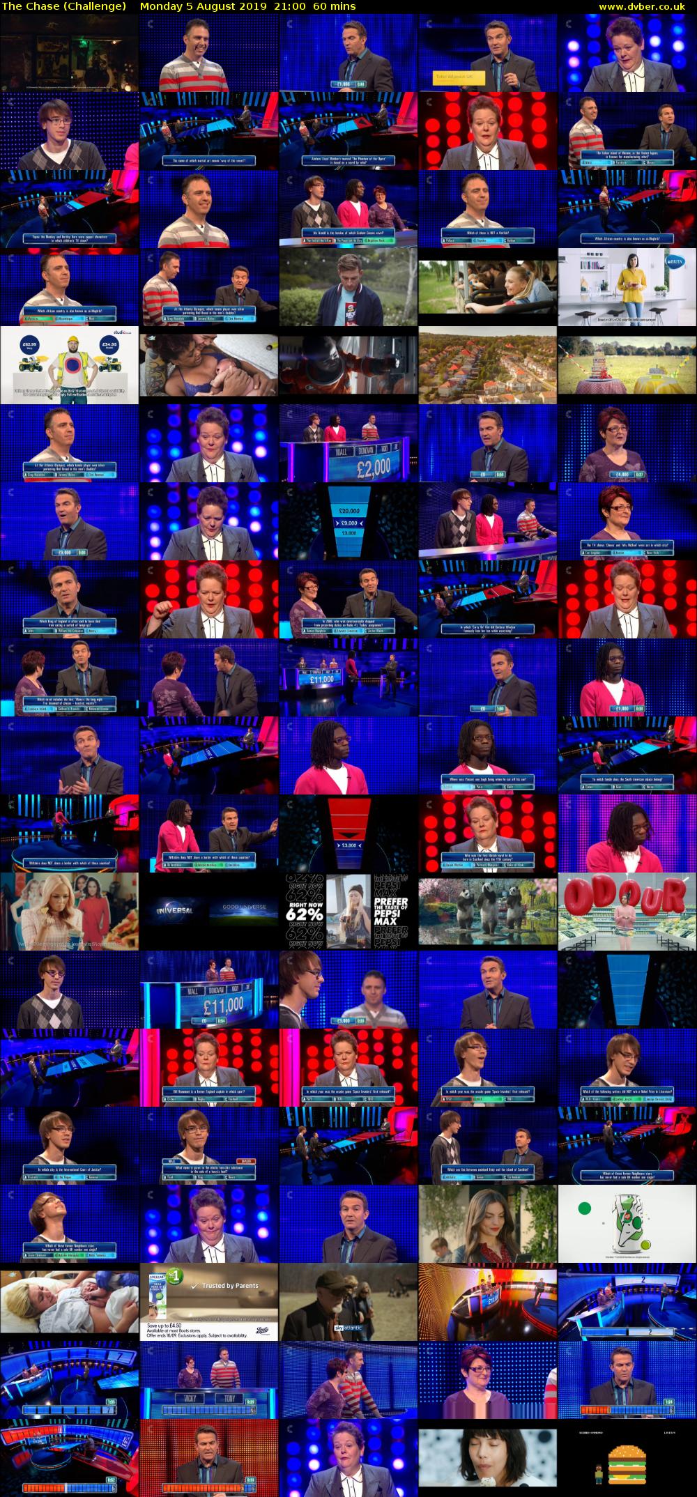 The Chase (Challenge) Monday 5 August 2019 21:00 - 22:00