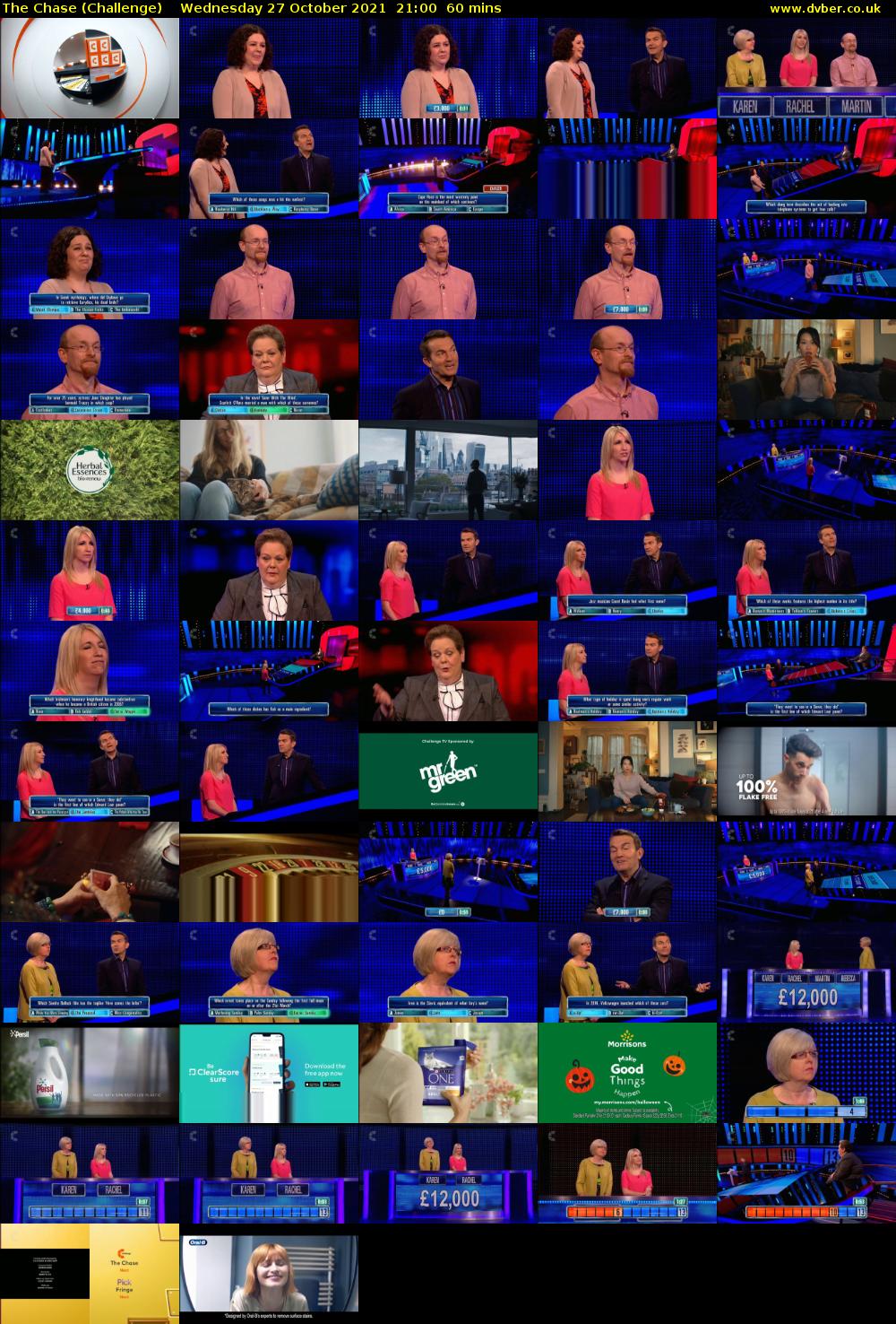 The Chase (Challenge) Wednesday 27 October 2021 21:00 - 22:00