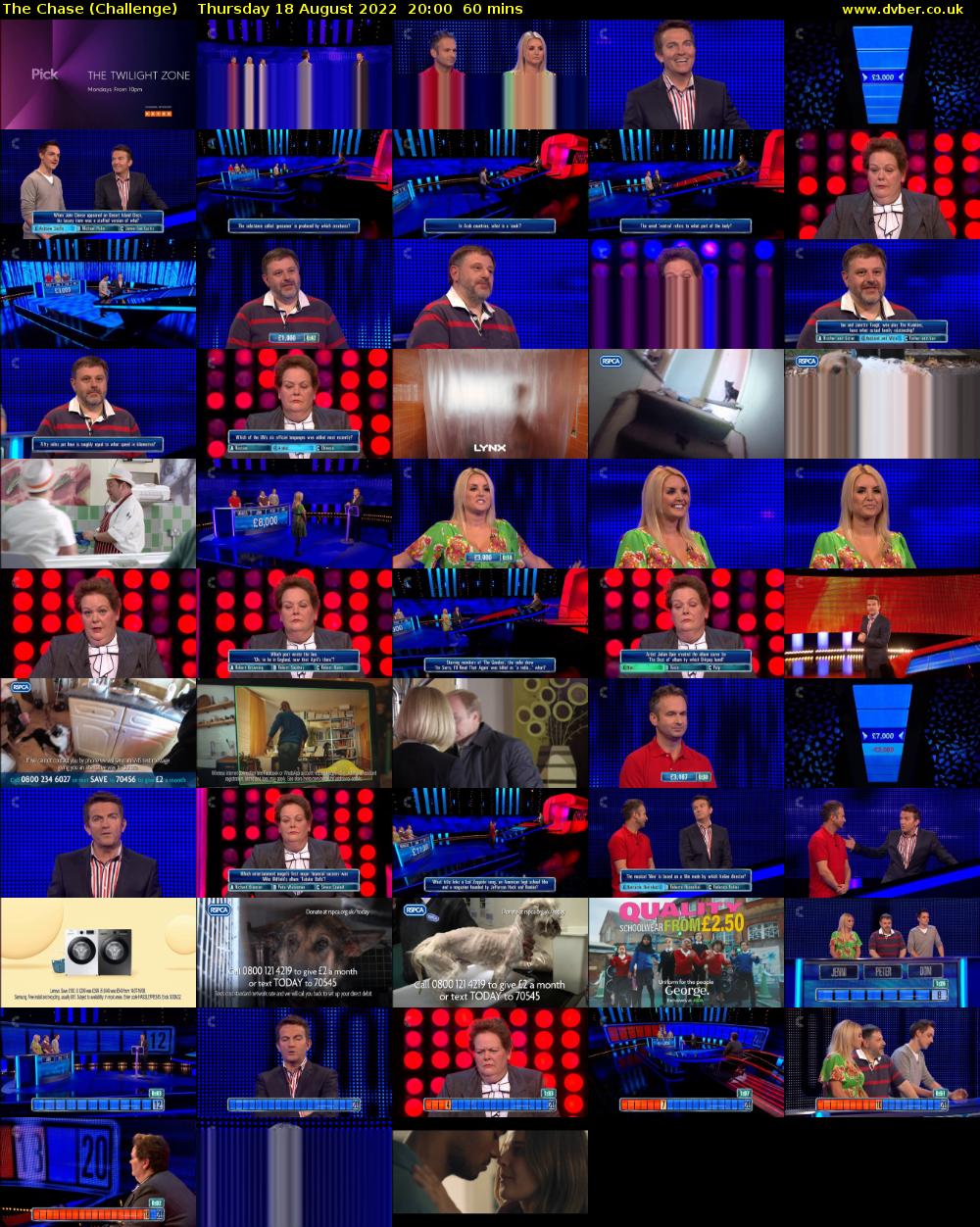 The Chase (Challenge) Thursday 18 August 2022 20:00 - 21:00