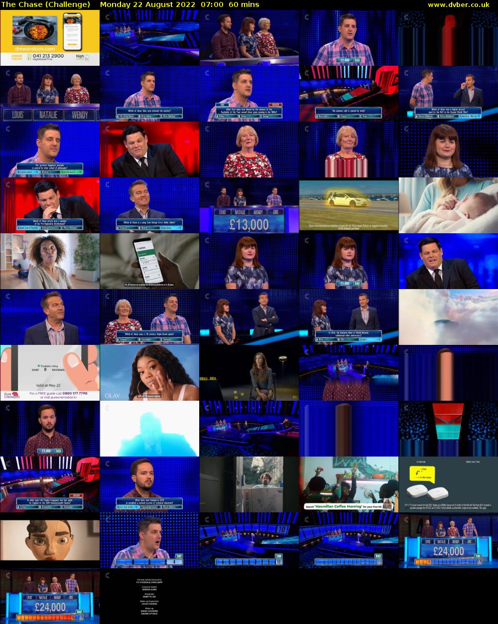 The Chase (Challenge) Monday 22 August 2022 07:00 - 08:00
