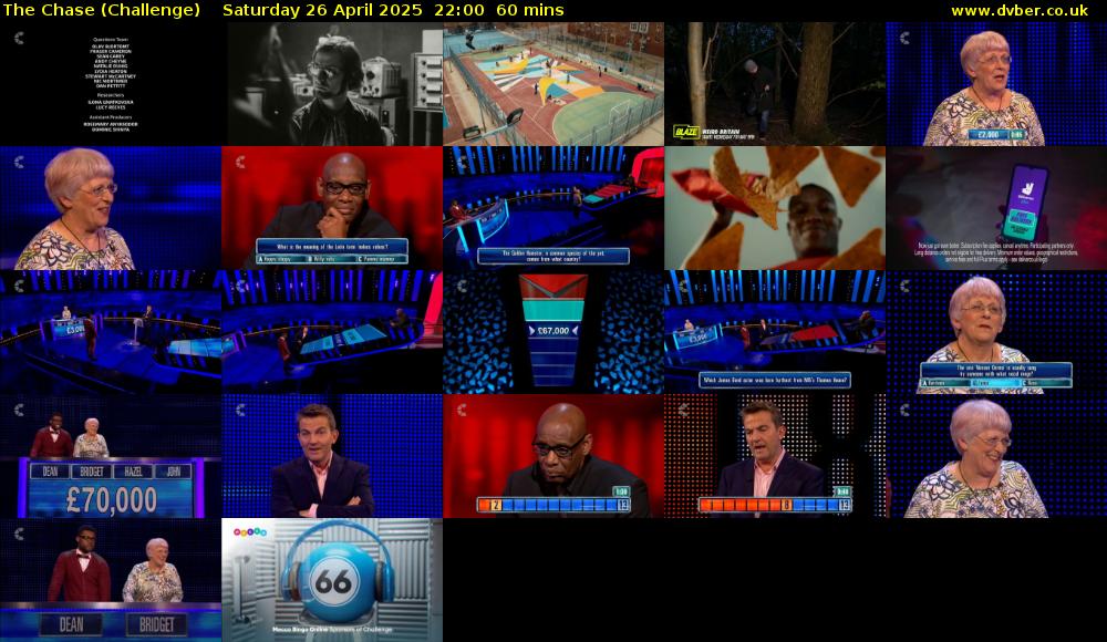 The Chase (Challenge) Saturday 26 April 2025 22:00 - 23:00
