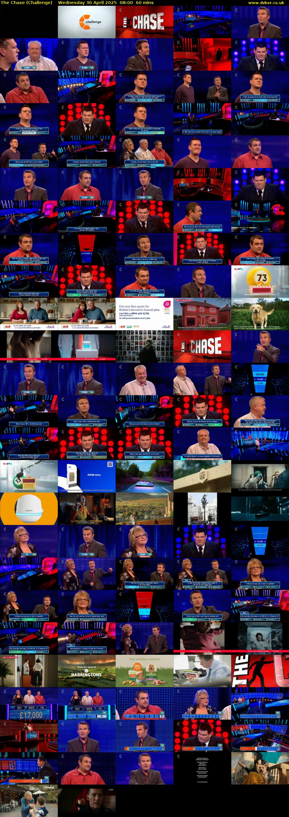 The Chase (Challenge) Wednesday 30 April 2025 08:00 - 09:00
