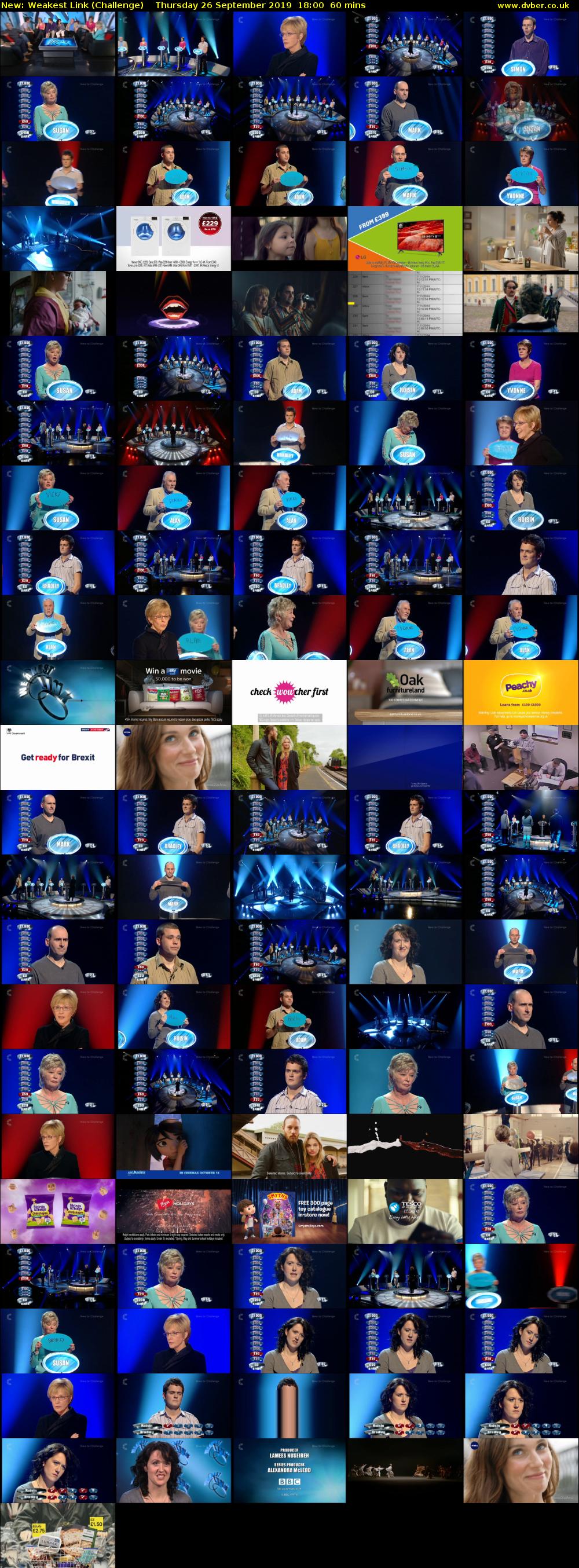Weakest Link (Challenge) Thursday 26 September 2019 18:00 - 19:00