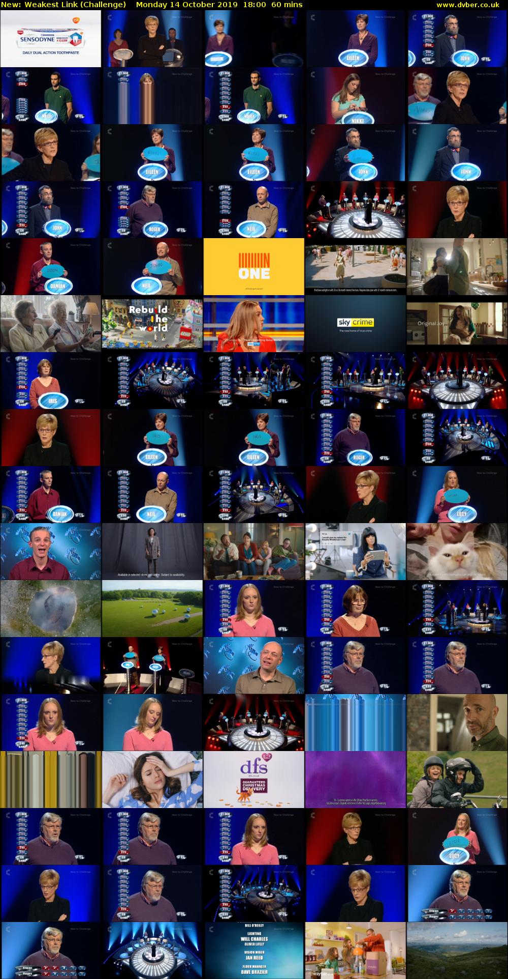 Weakest Link (Challenge) Monday 14 October 2019 18:00 - 19:00