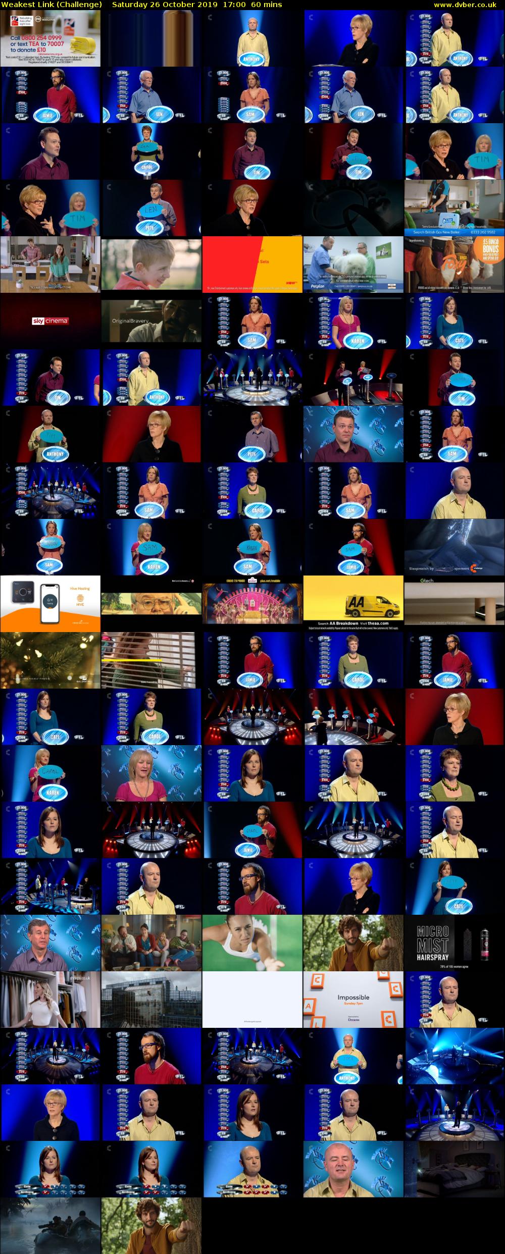 Weakest Link (Challenge) Saturday 26 October 2019 17:00 - 18:00