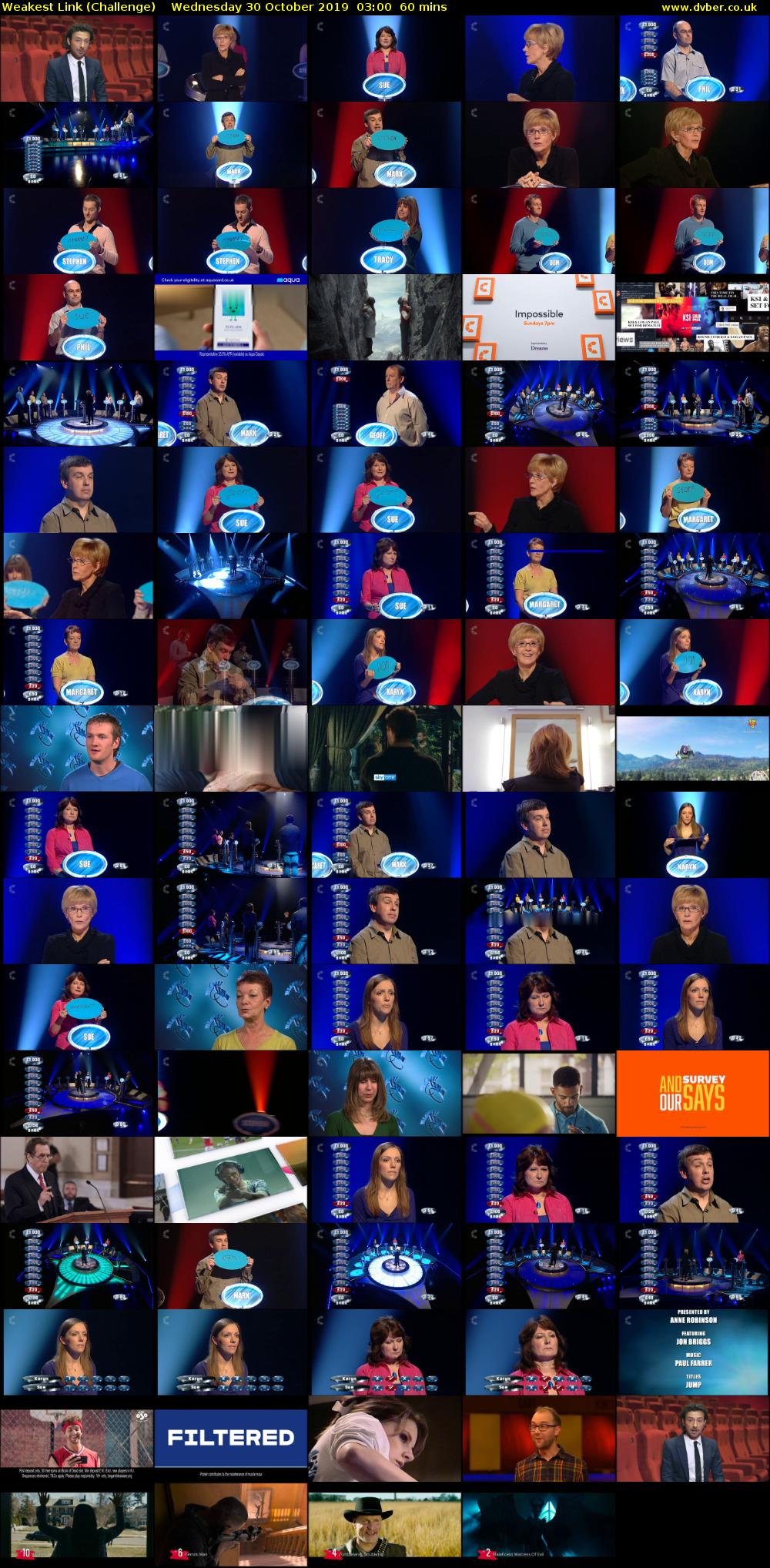 Weakest Link (Challenge) Wednesday 30 October 2019 03:00 - 04:00