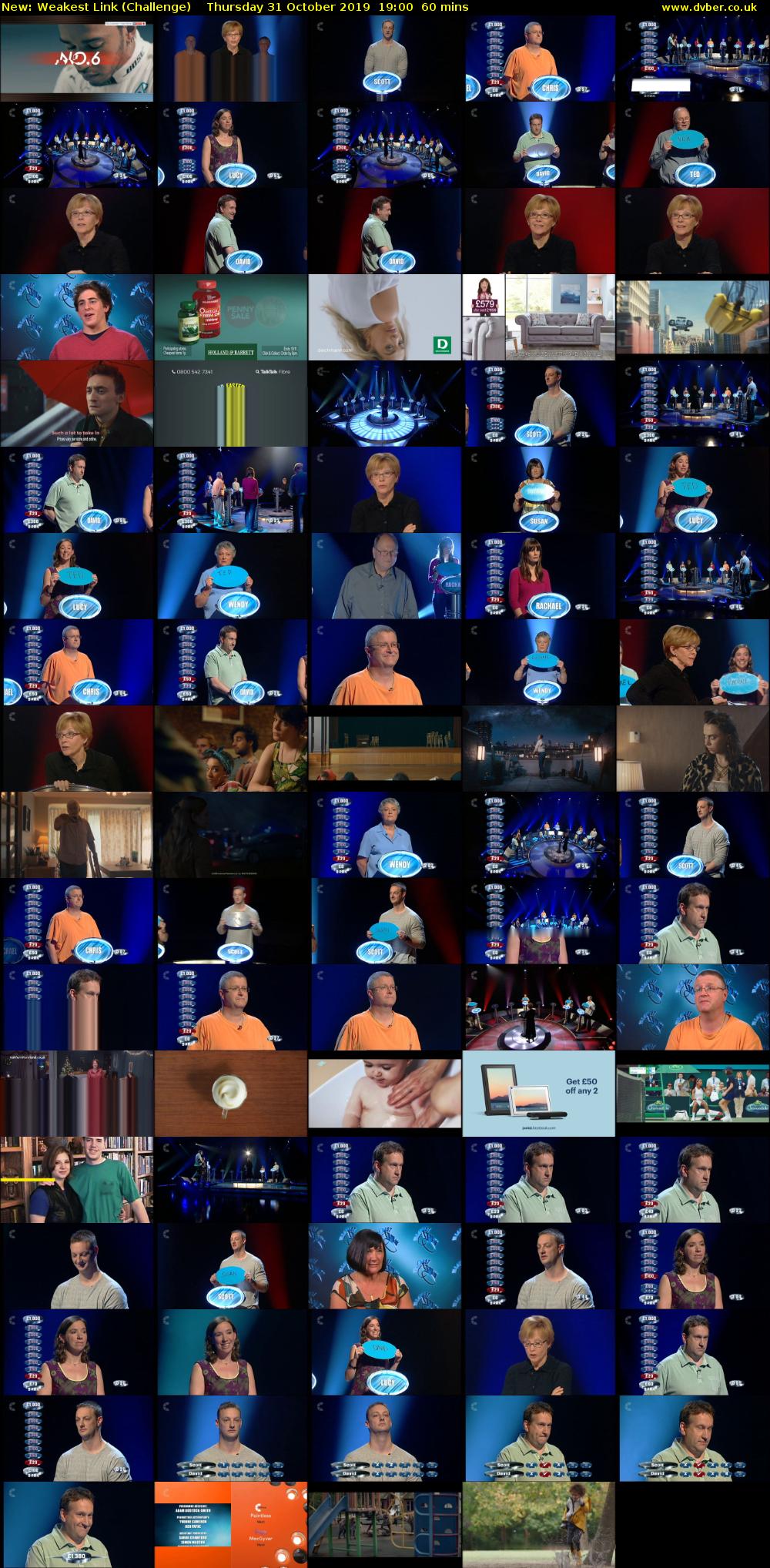 Weakest Link (Challenge) Thursday 31 October 2019 19:00 - 20:00