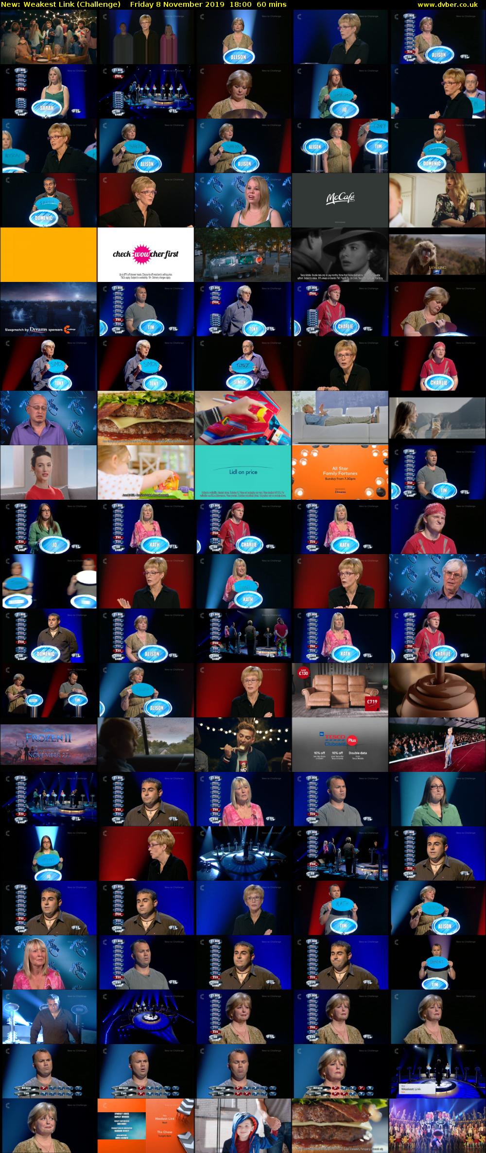 Weakest Link (Challenge) Friday 8 November 2019 18:00 - 19:00