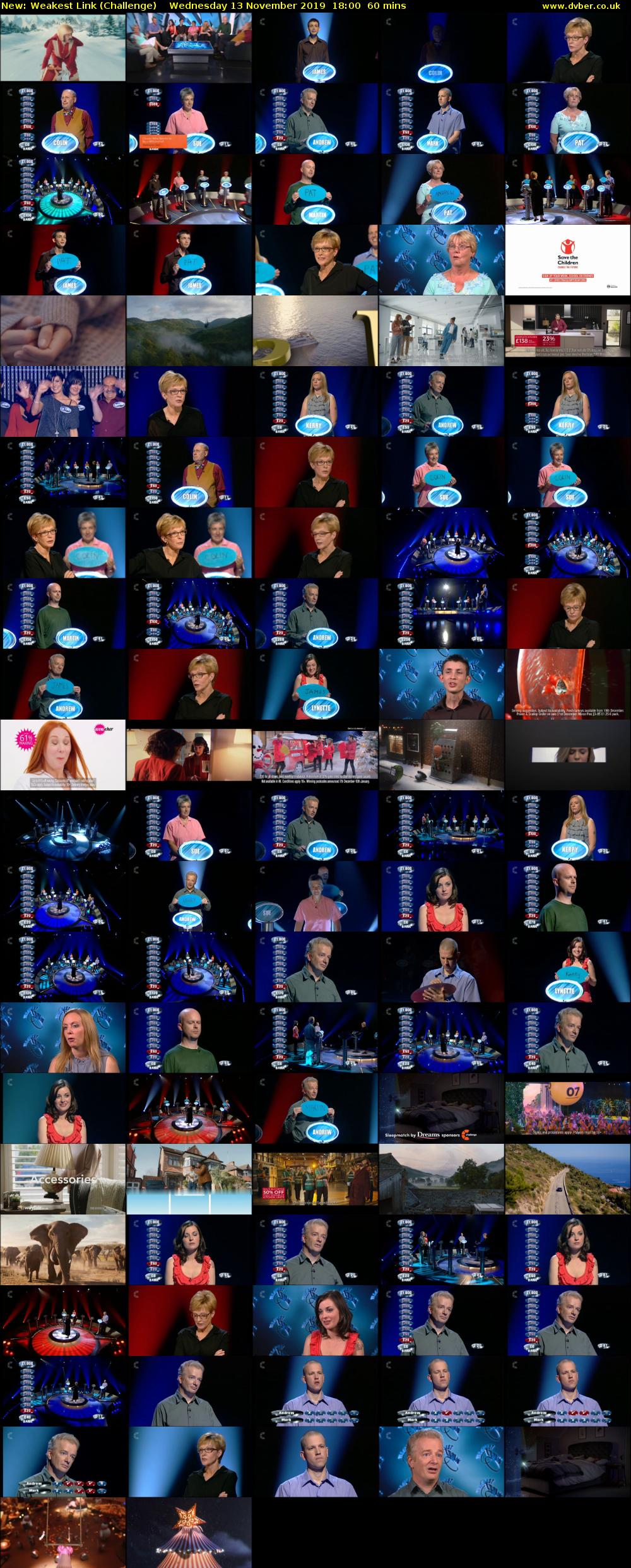 Weakest Link (Challenge) Wednesday 13 November 2019 18:00 - 19:00