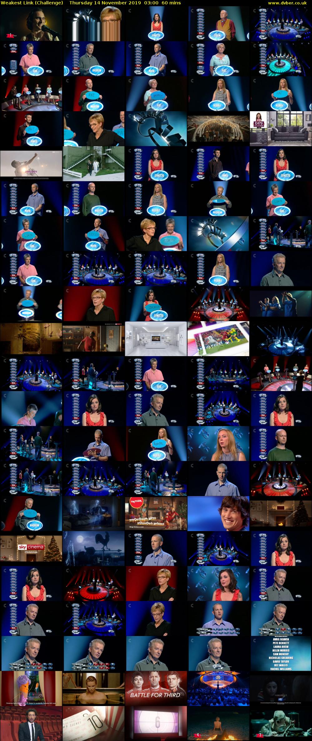Weakest Link (Challenge) Thursday 14 November 2019 03:00 - 04:00