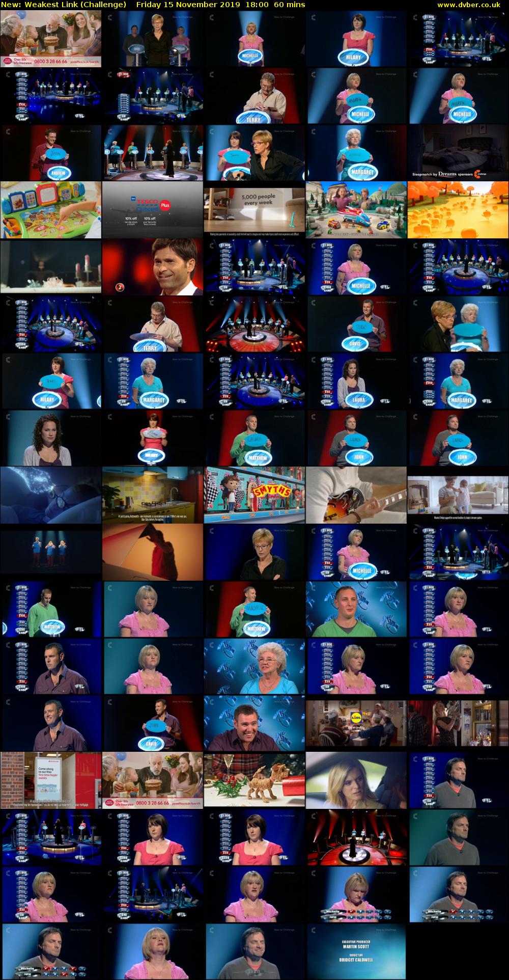 Weakest Link (Challenge) Friday 15 November 2019 18:00 - 19:00