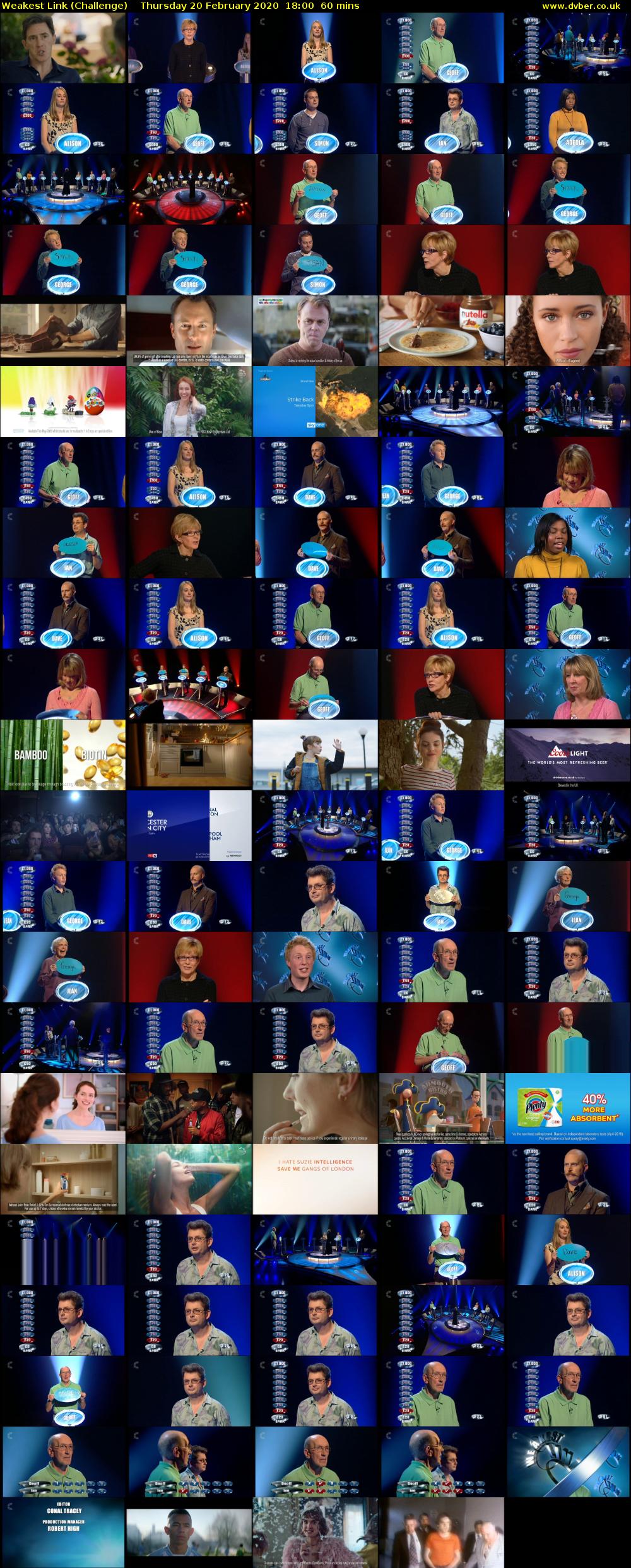 Weakest Link (Challenge) Thursday 20 February 2020 18:00 - 19:00