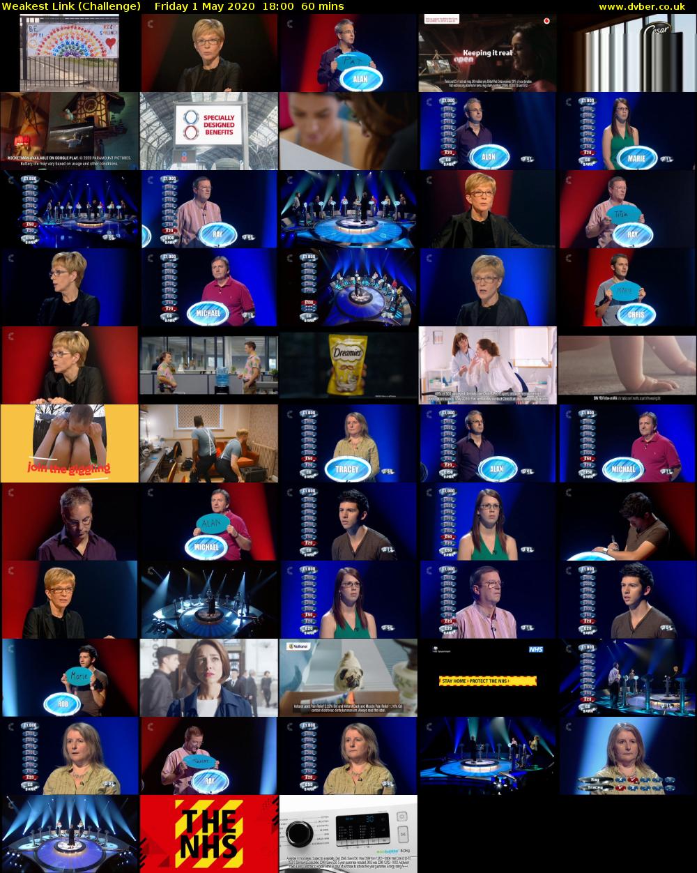Weakest Link (Challenge) Friday 1 May 2020 18:00 - 19:00