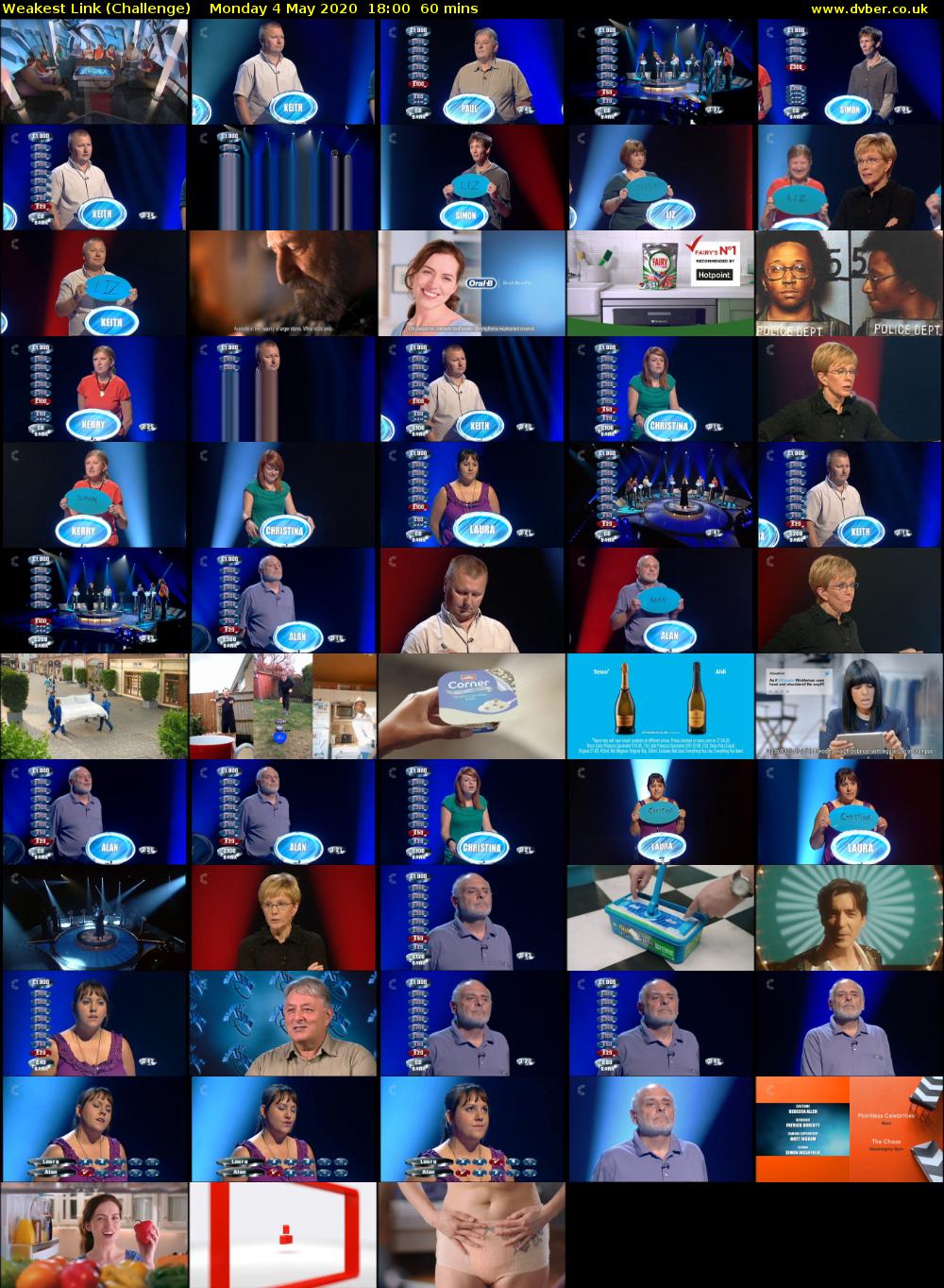 Weakest Link (Challenge) Monday 4 May 2020 18:00 - 19:00