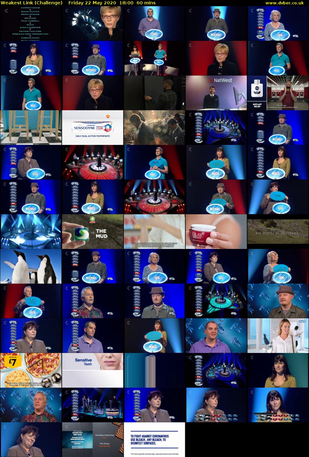 Weakest Link (Challenge) Friday 22 May 2020 18:00 - 19:00