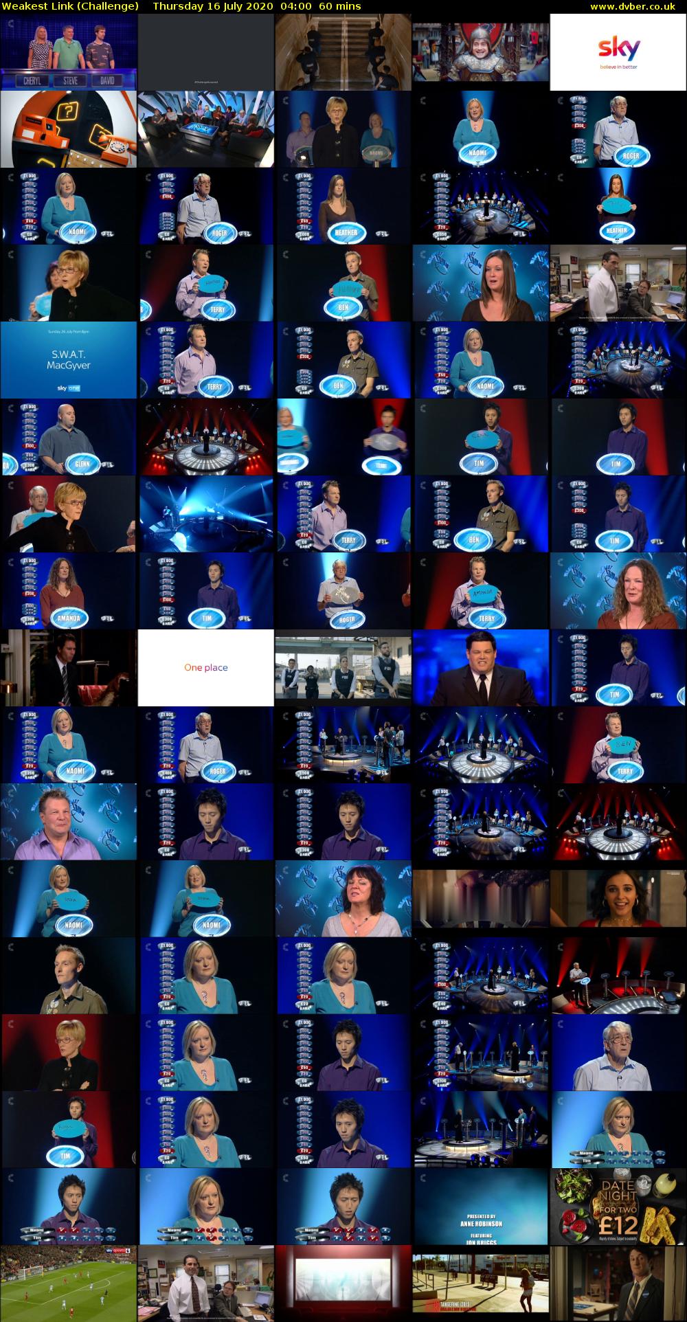 Weakest Link (Challenge) Thursday 16 July 2020 04:00 - 05:00