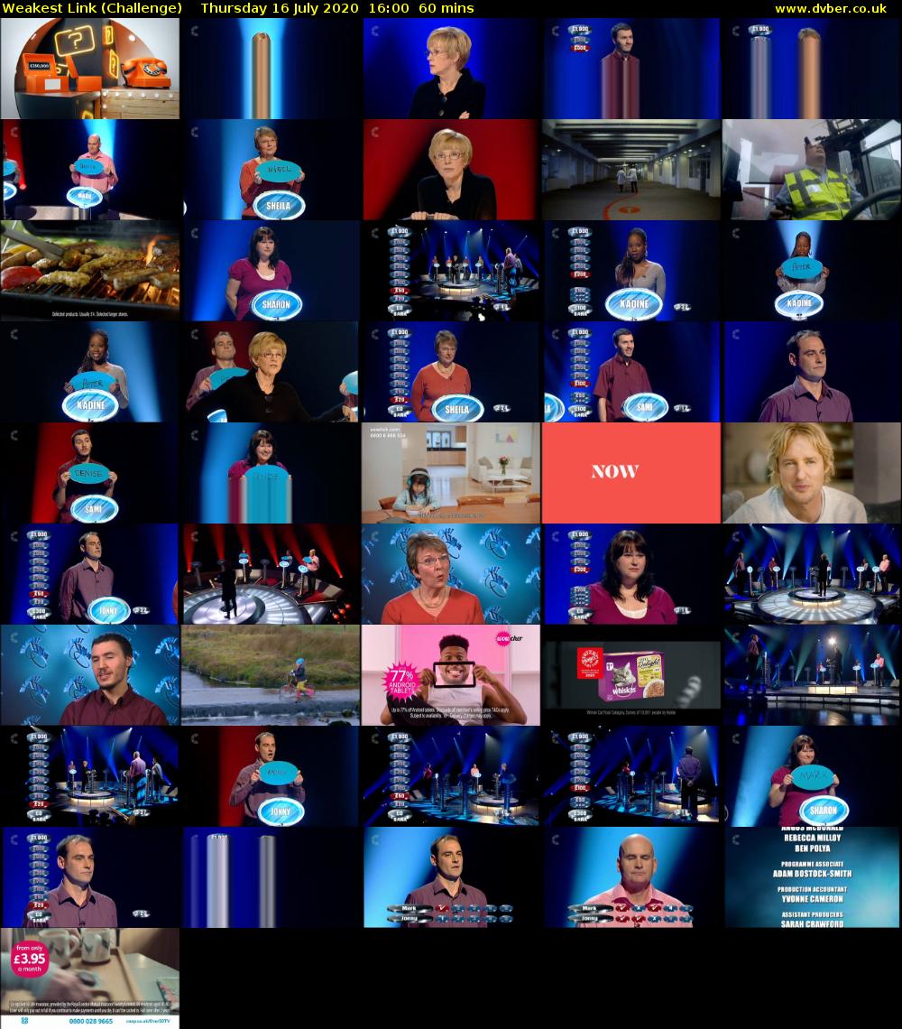 Weakest Link (Challenge) Thursday 16 July 2020 16:00 - 17:00