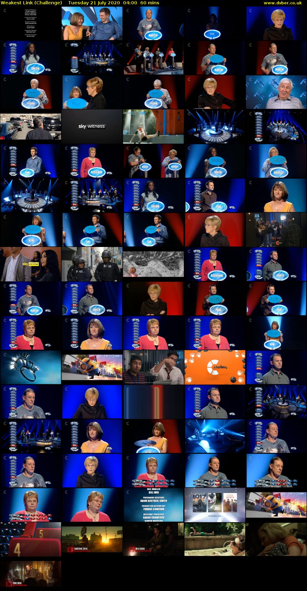 Weakest Link (Challenge) Tuesday 21 July 2020 04:00 - 05:00