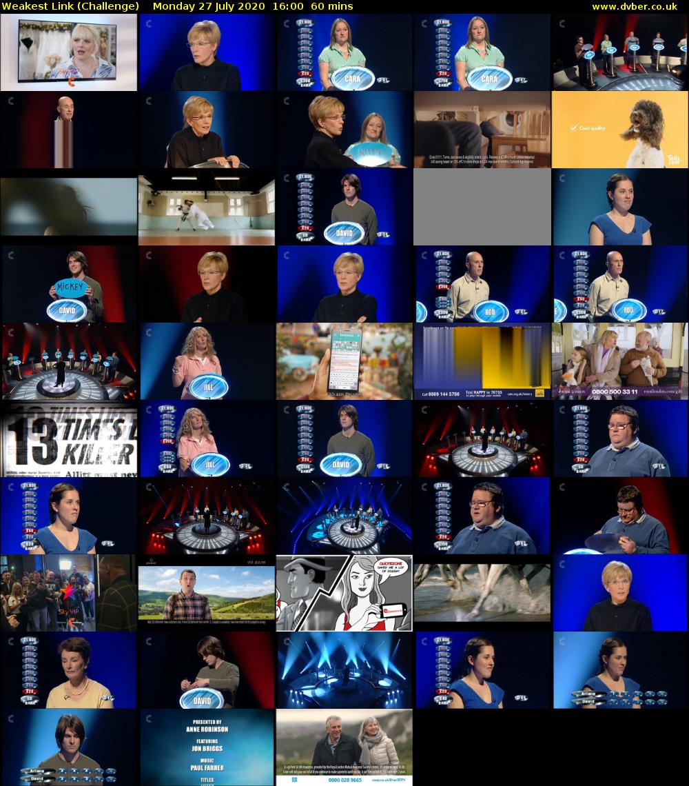 Weakest Link (Challenge) Monday 27 July 2020 16:00 - 17:00
