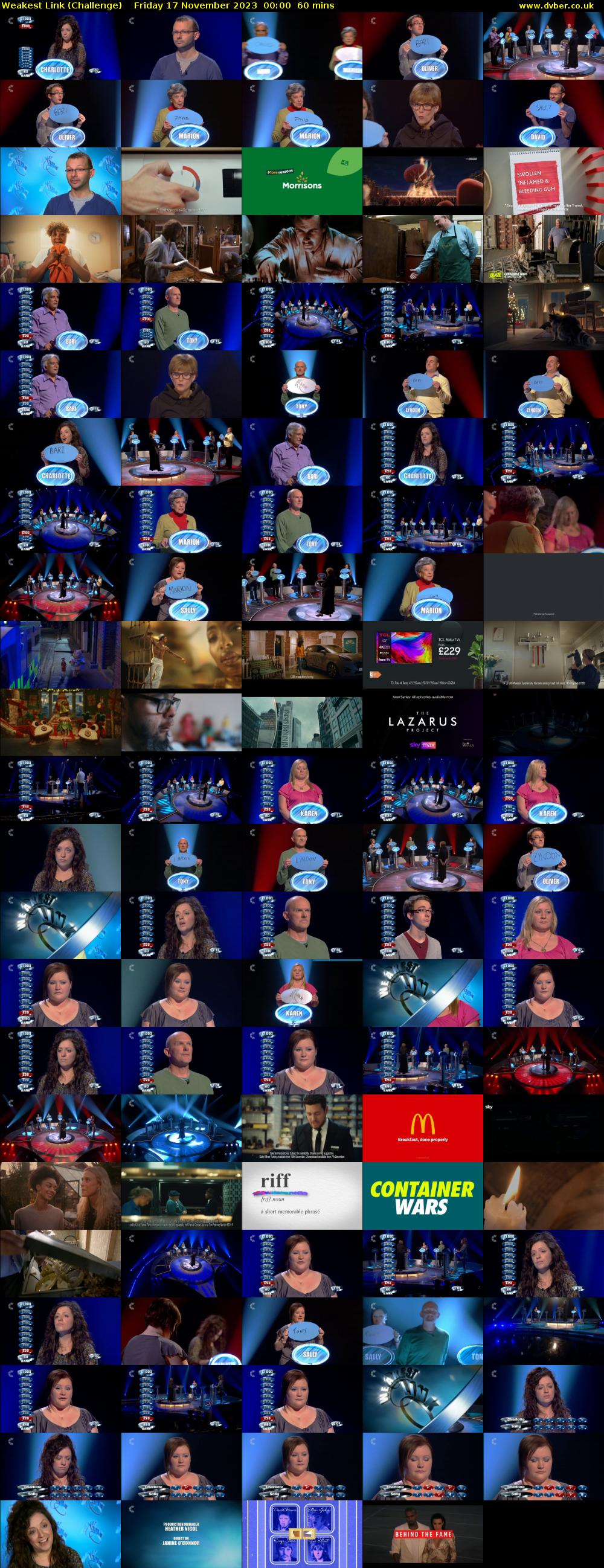 Weakest Link (Challenge) Friday 17 November 2023 00:00 - 01:00