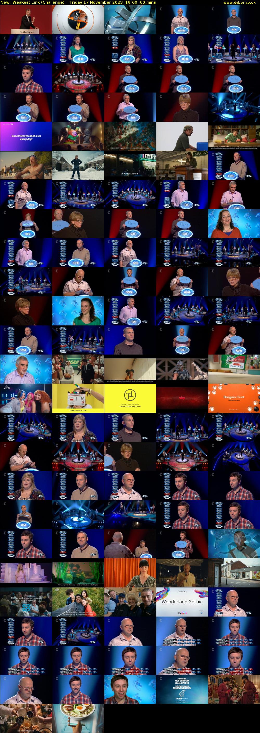 Weakest Link (Challenge) Friday 17 November 2023 19:00 - 20:00