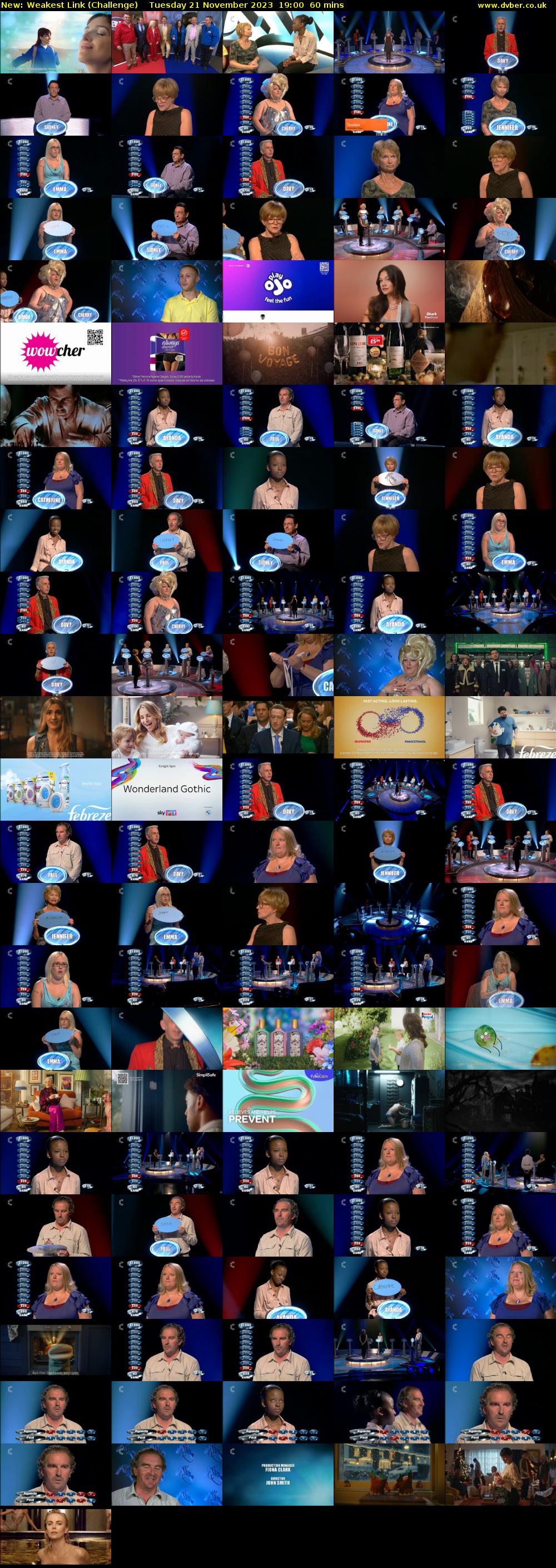 Weakest Link (Challenge) Tuesday 21 November 2023 19:00 - 20:00