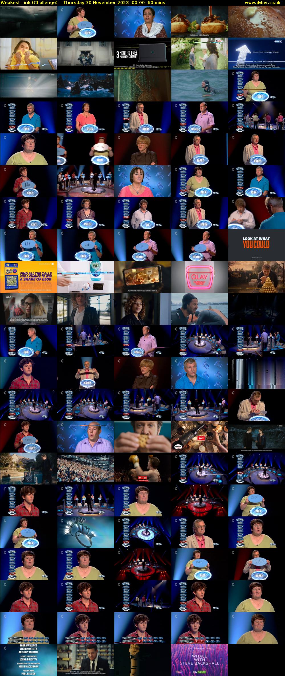 Weakest Link (Challenge) Thursday 30 November 2023 00:00 - 01:00