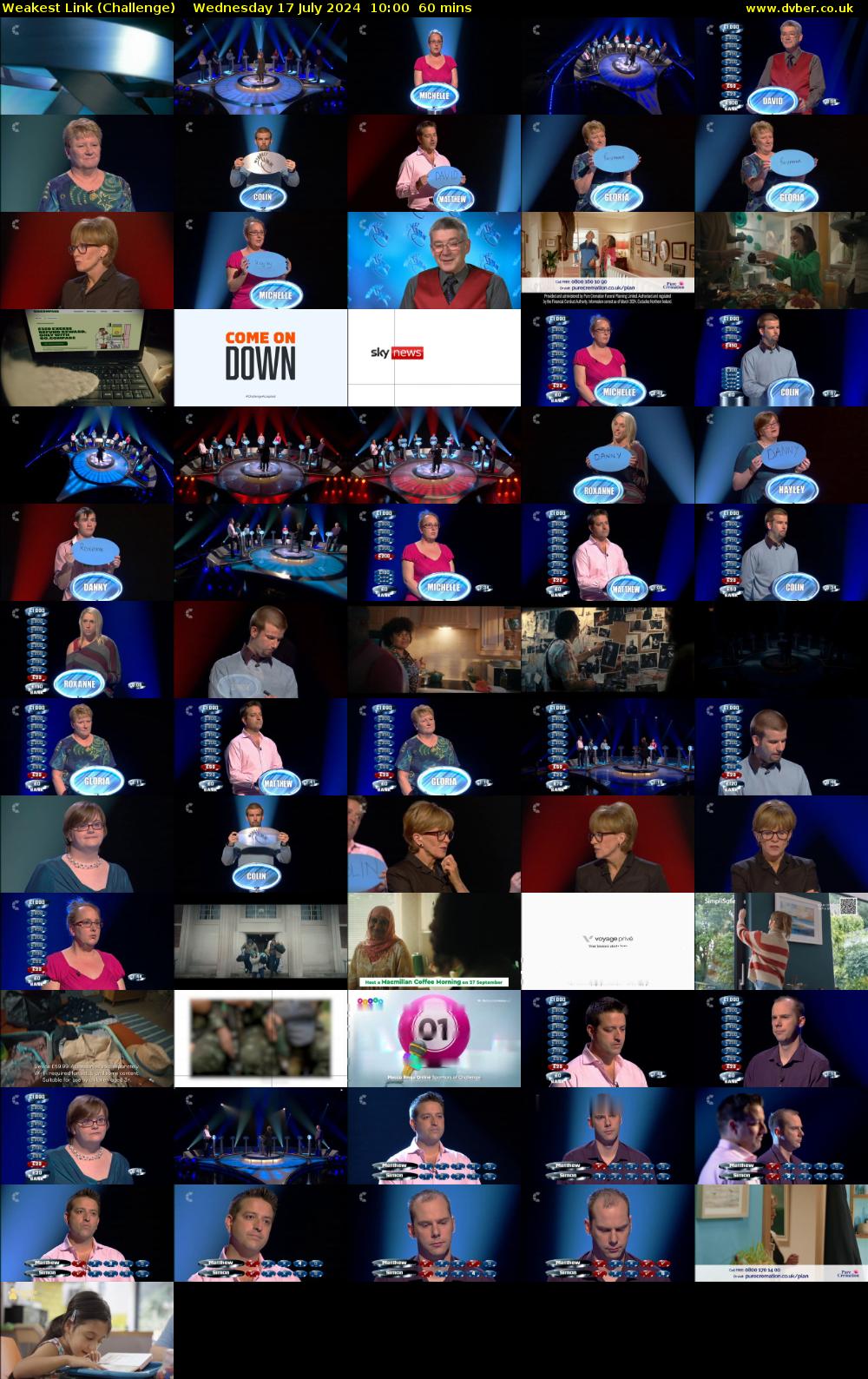 Weakest Link (Challenge) Wednesday 17 July 2024 10:00 - 11:00